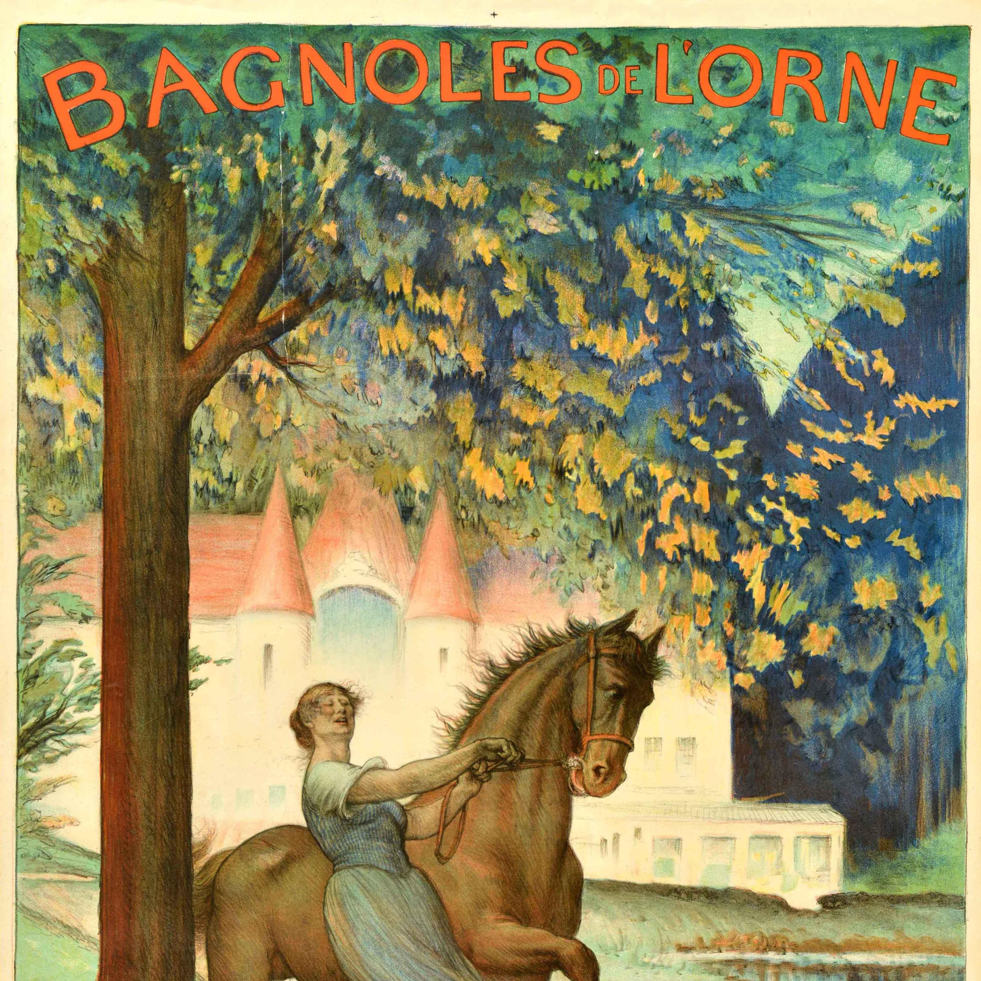 Original Antike Reise Poster Bagnoles De l'Orne Spa Town Schweizer Normandie Frankreich (Französisch) im Angebot