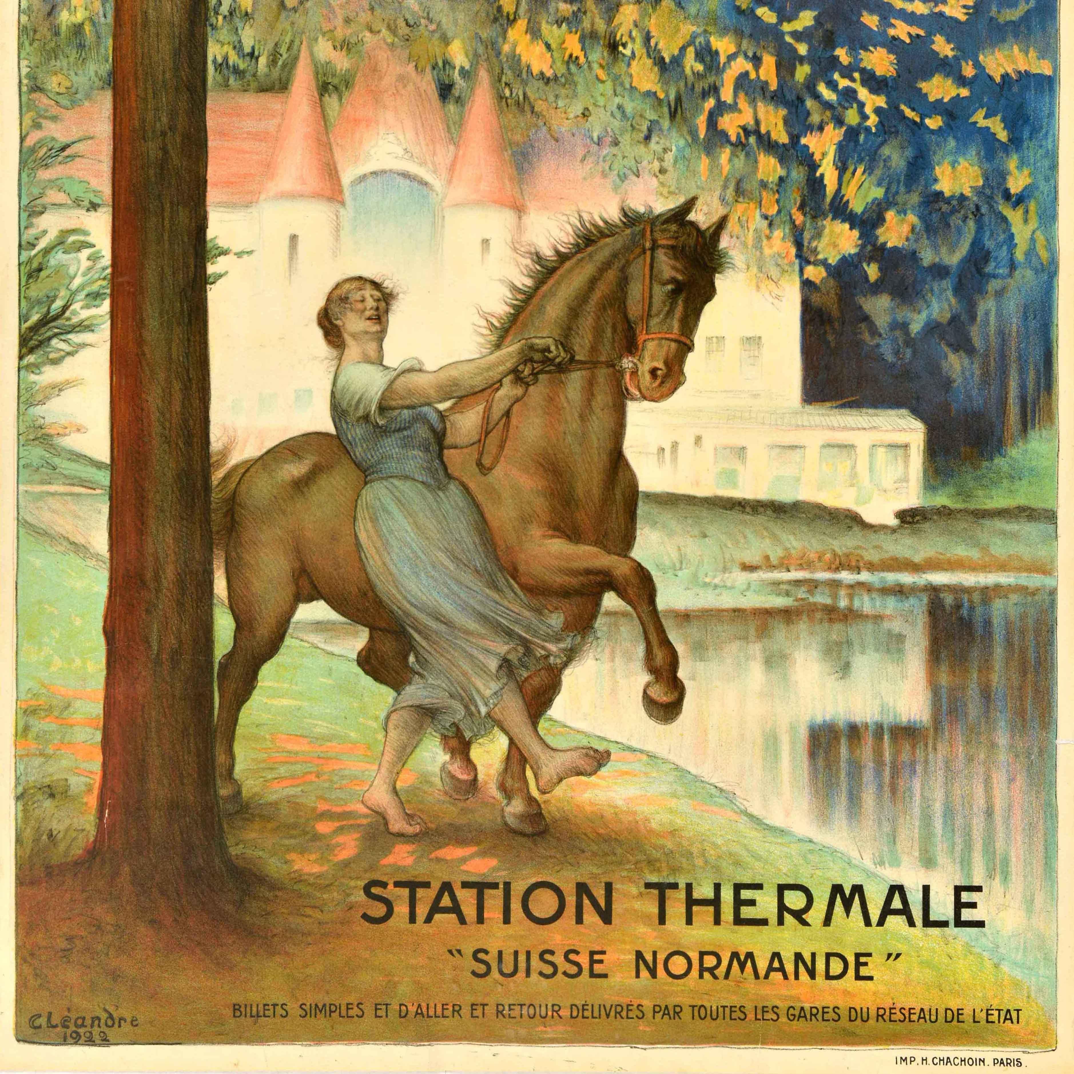 Original Antike Reise Poster Bagnoles De l'Orne Spa Town Schweizer Normandie Frankreich im Zustand „Gut“ im Angebot in London, GB