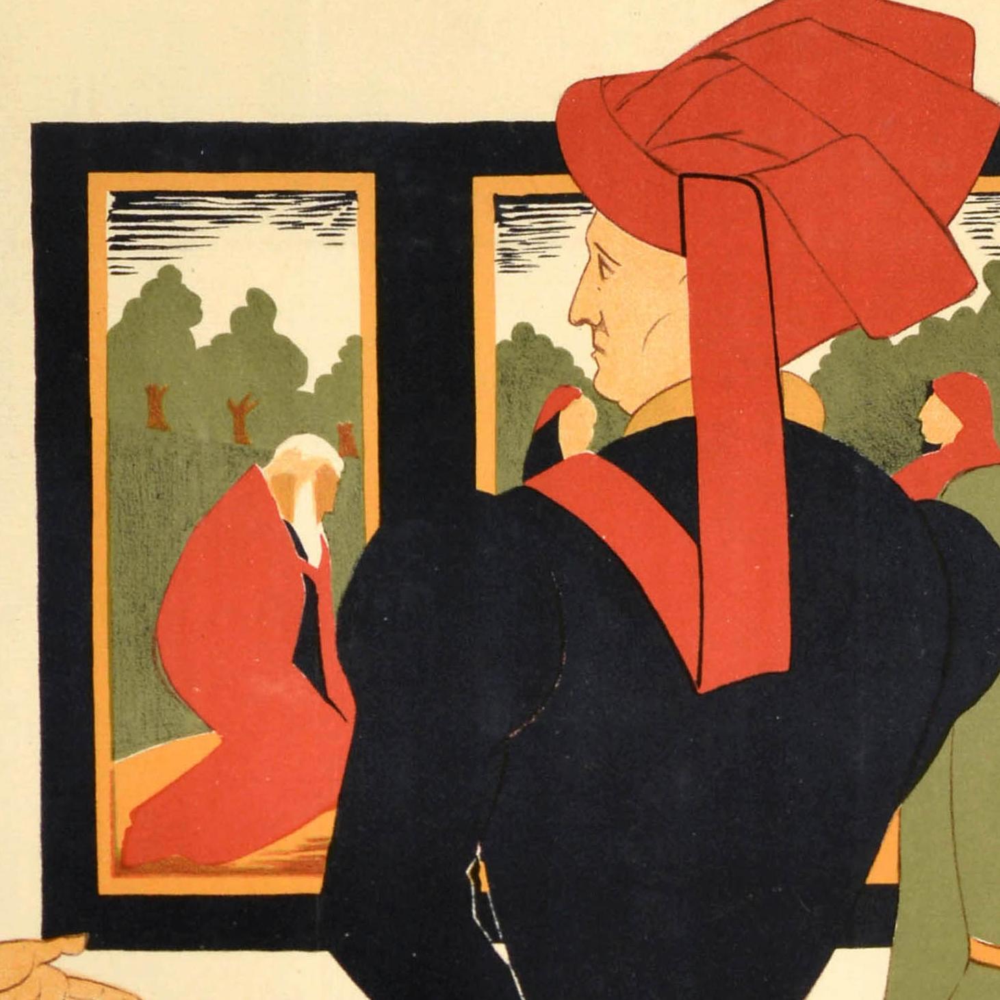 Original Antikes Reiseplakat Belgische Eisenbahnen Städte des Art Deco M Derolez (Frühes 20. Jahrhundert) im Angebot