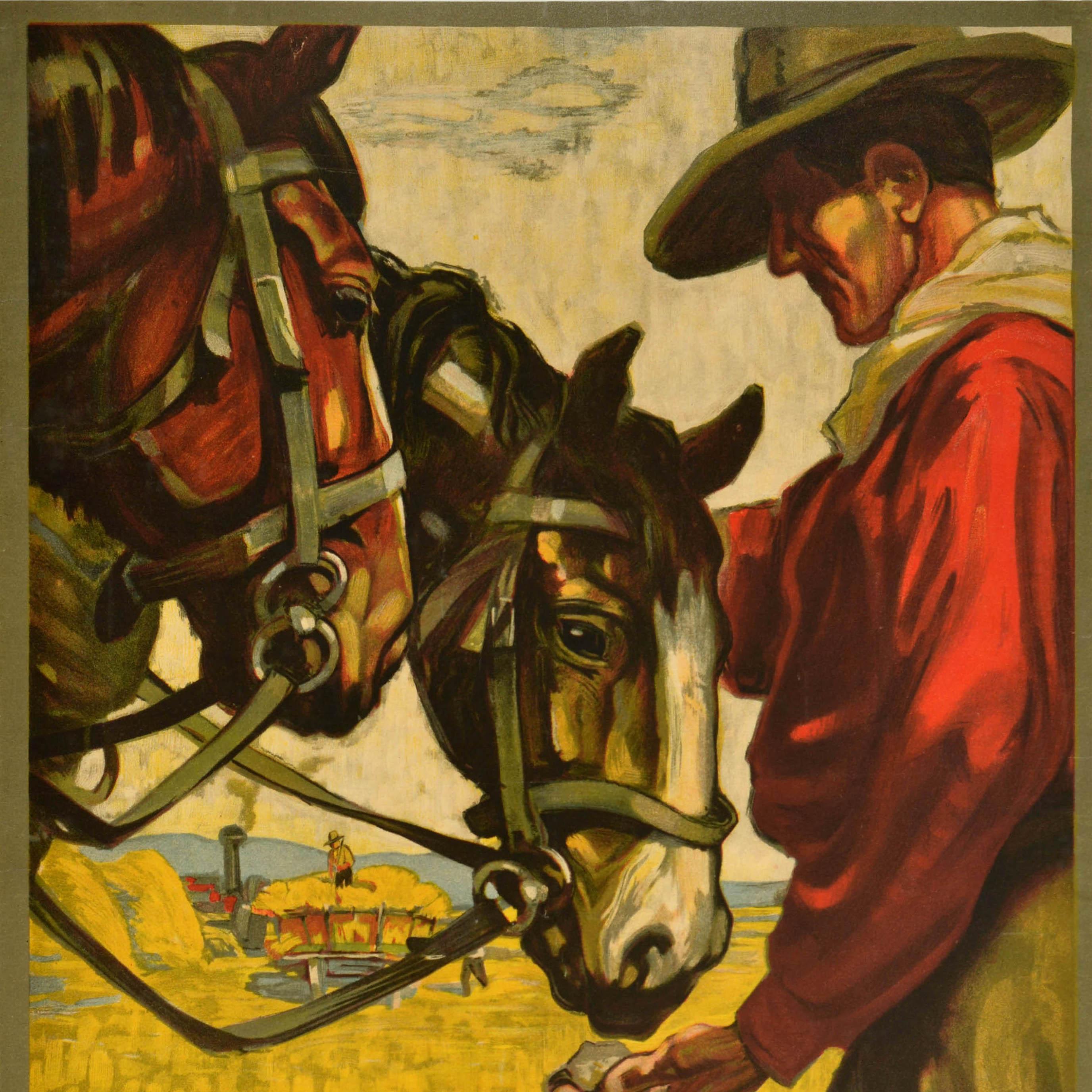 Britannico Poster di viaggio originale d'epoca Canadian Pacific per il treno a vapore della fattoria canadese in vendita