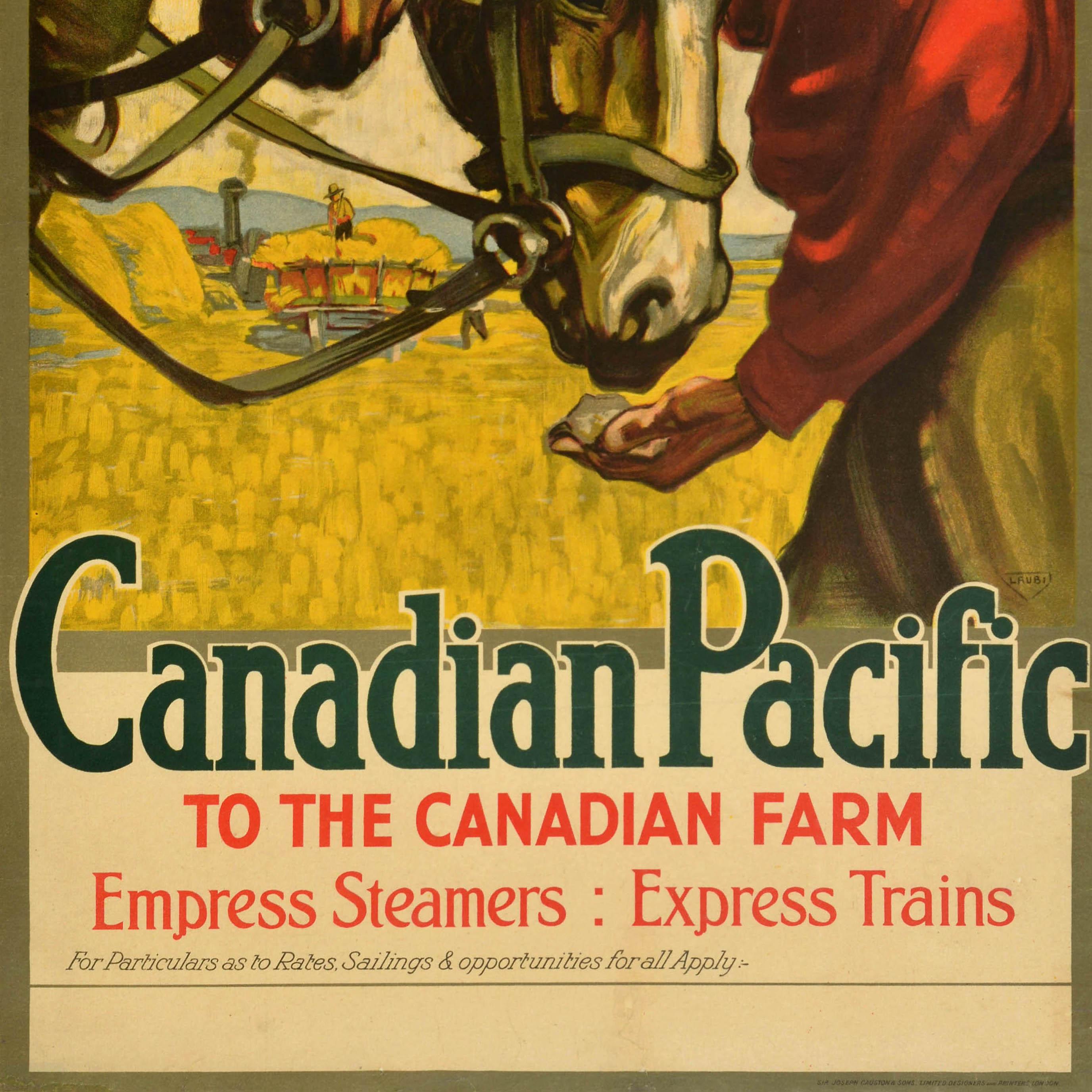 Poster di viaggio originale d'epoca Canadian Pacific per il treno a vapore della fattoria canadese In condizioni buone in vendita a London, GB