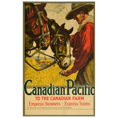 Original Antique Travel Poster Canadian Pacific To The Canadian Farm Steam Train Original Antique Travel Poster Canadian Pacific To The Canadian Farm Steam Train