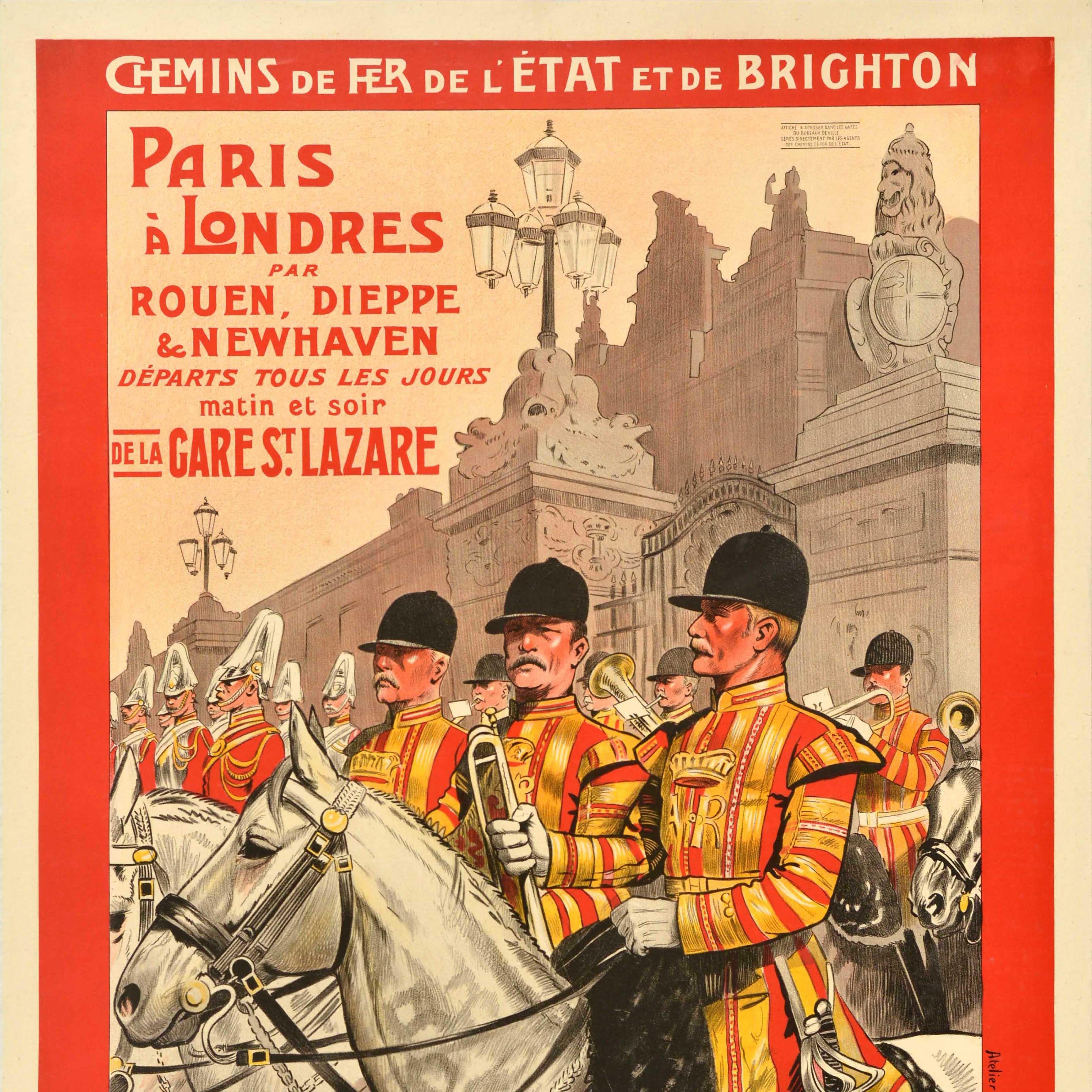 Français Affiche de voyage originale ancienne Chemins de fer de l'État et de Brighton Toussaint en vente
