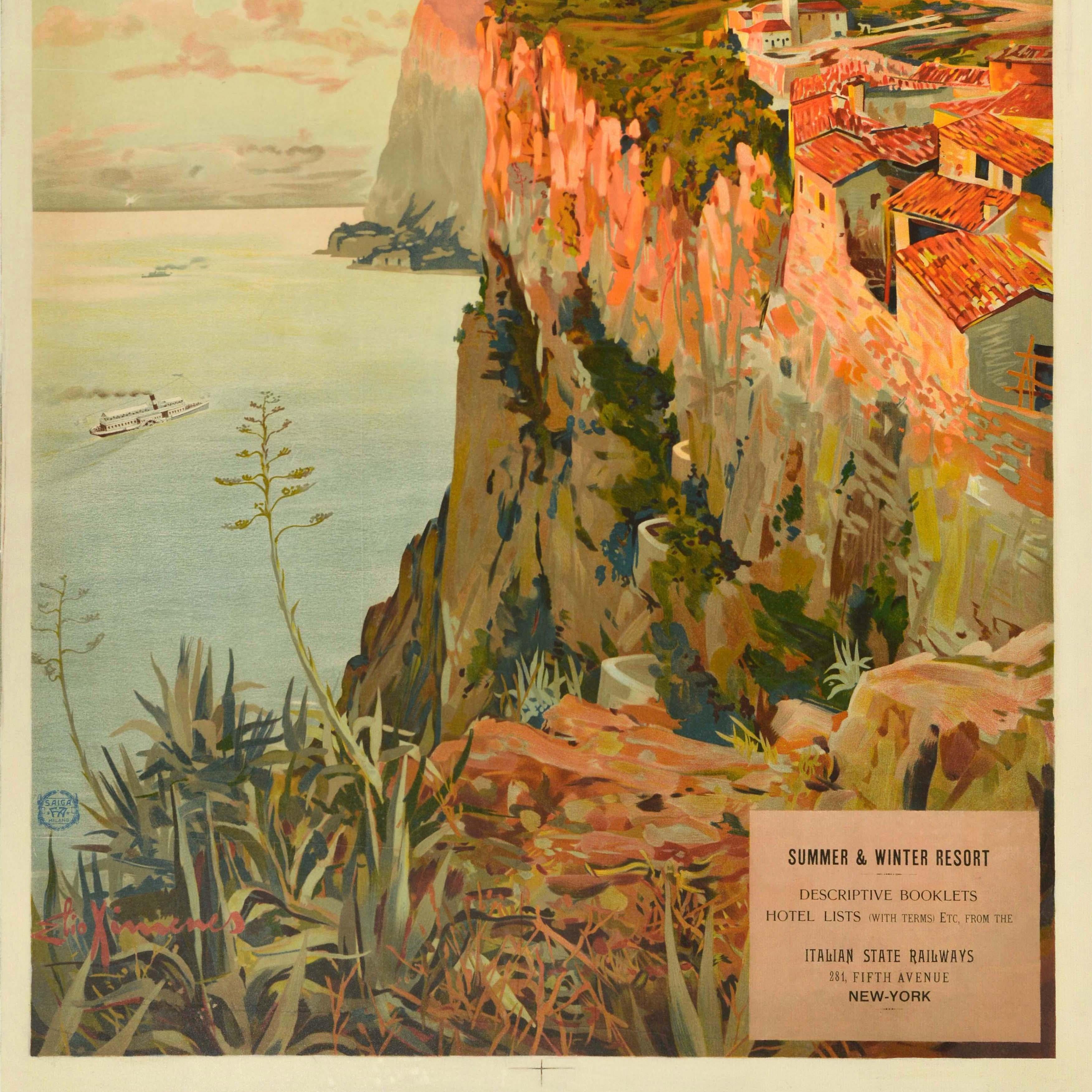 Cartel de Viaje Antiguo Original Lago Di Garda Italia Elio Ximenes en Bueno estado para la venta en London, GB