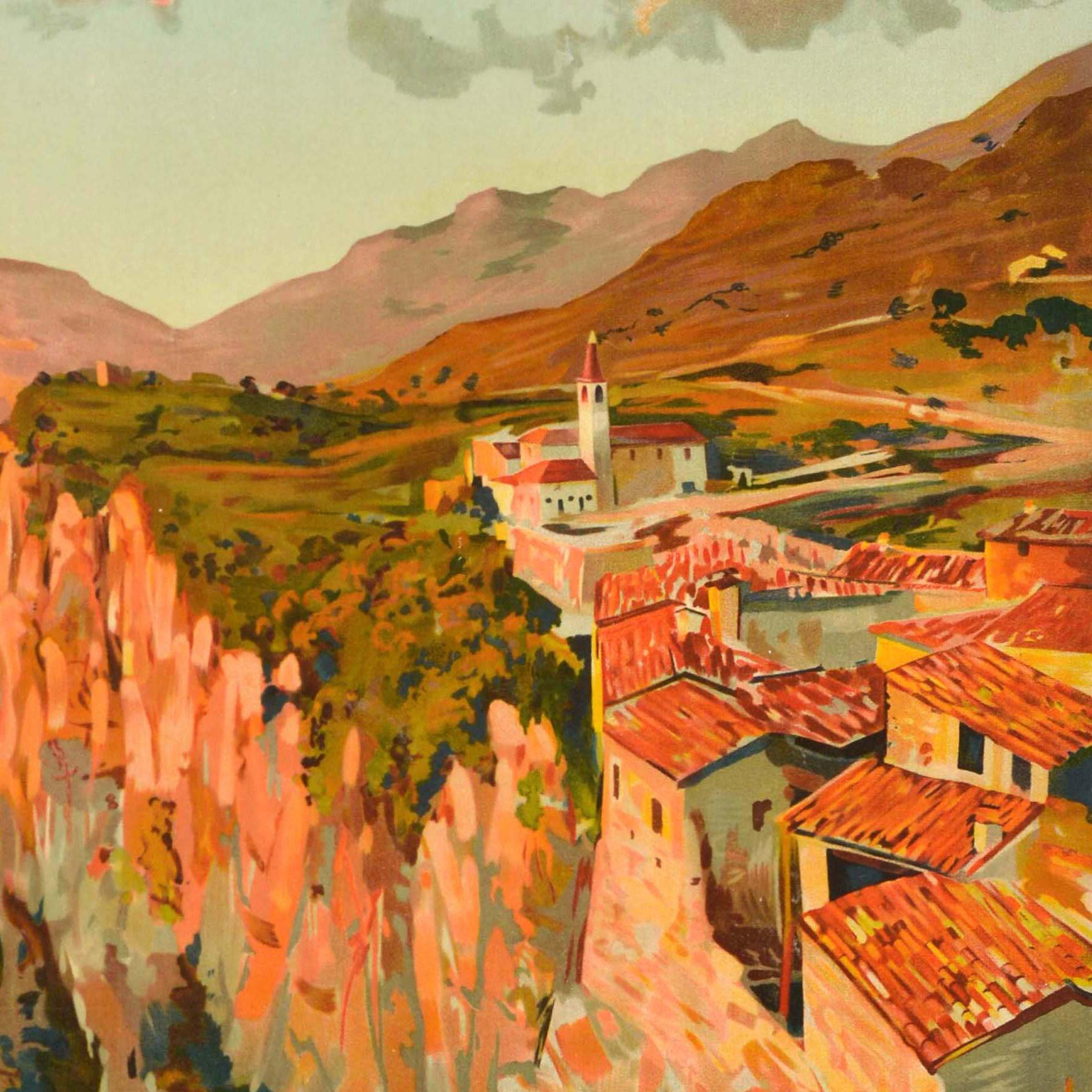 Cartel de Viaje Antiguo Original Lago Di Garda Italia Elio Ximenes principios del siglo XX en venta
