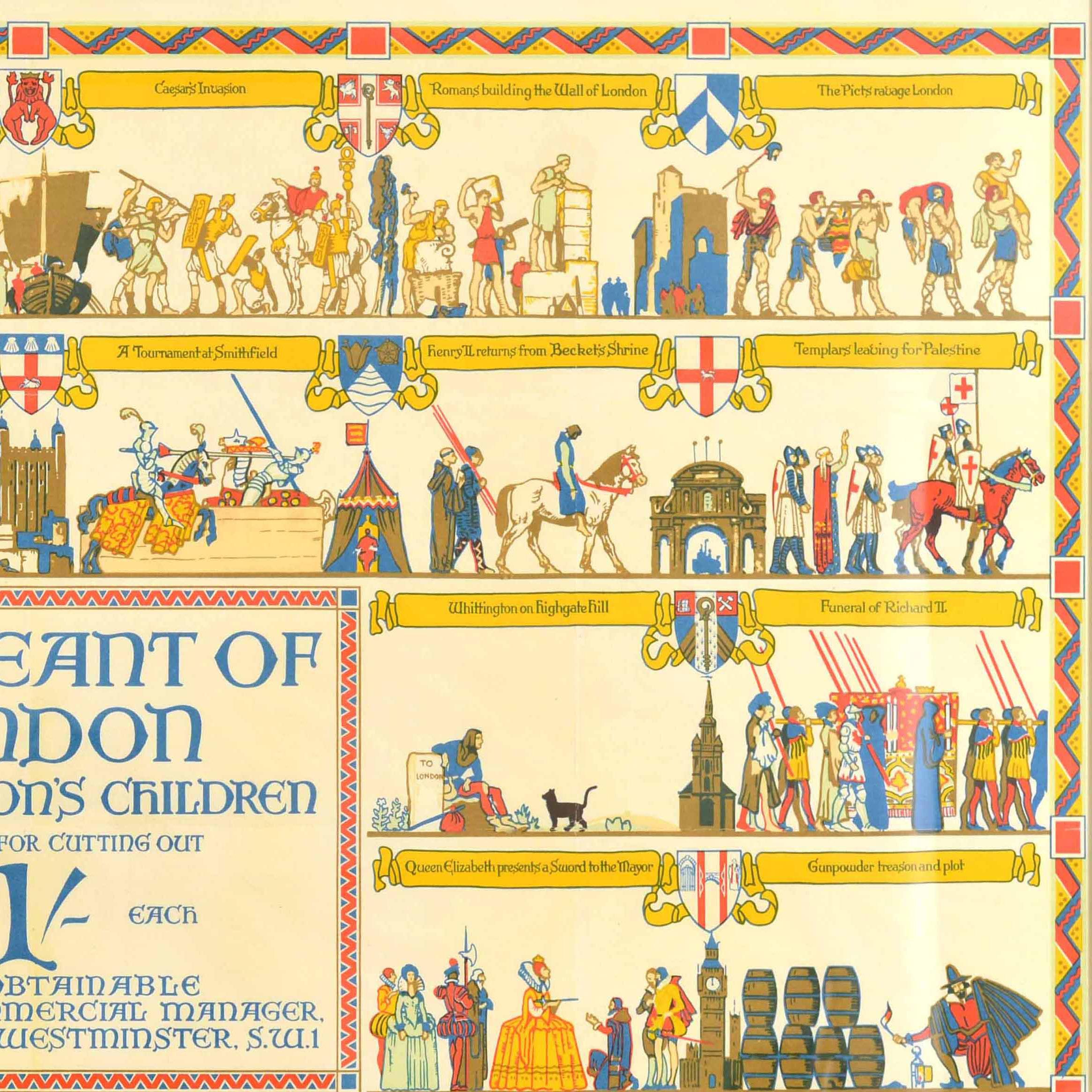 Original Antikes Reiseplakat Pageant Of London für Londoner Kinder EA Cox, EA Cox, Original (Frühes 20. Jahrhundert) im Angebot