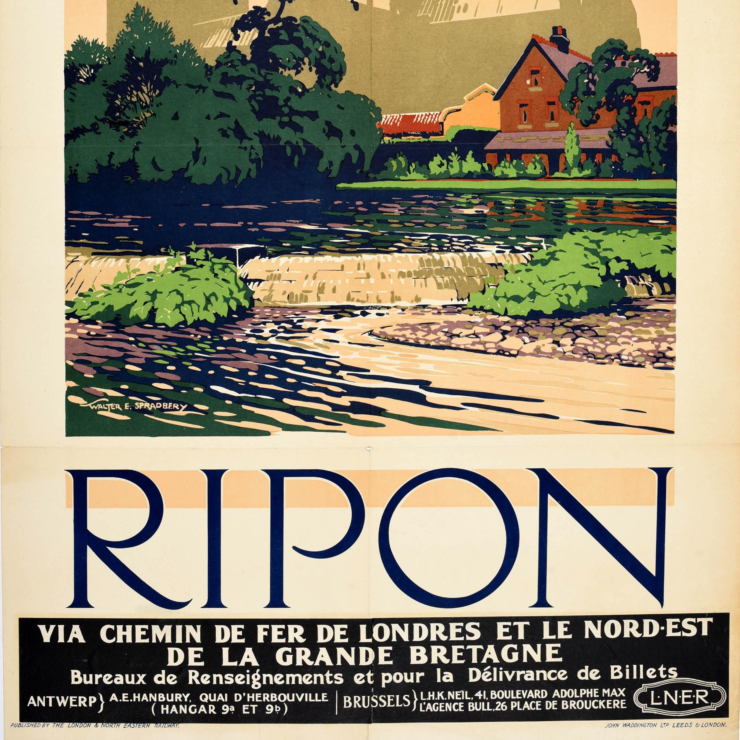 British Original Antique Travel Poster Ripon Yorkshire LNER Railway Spradbery Design Art