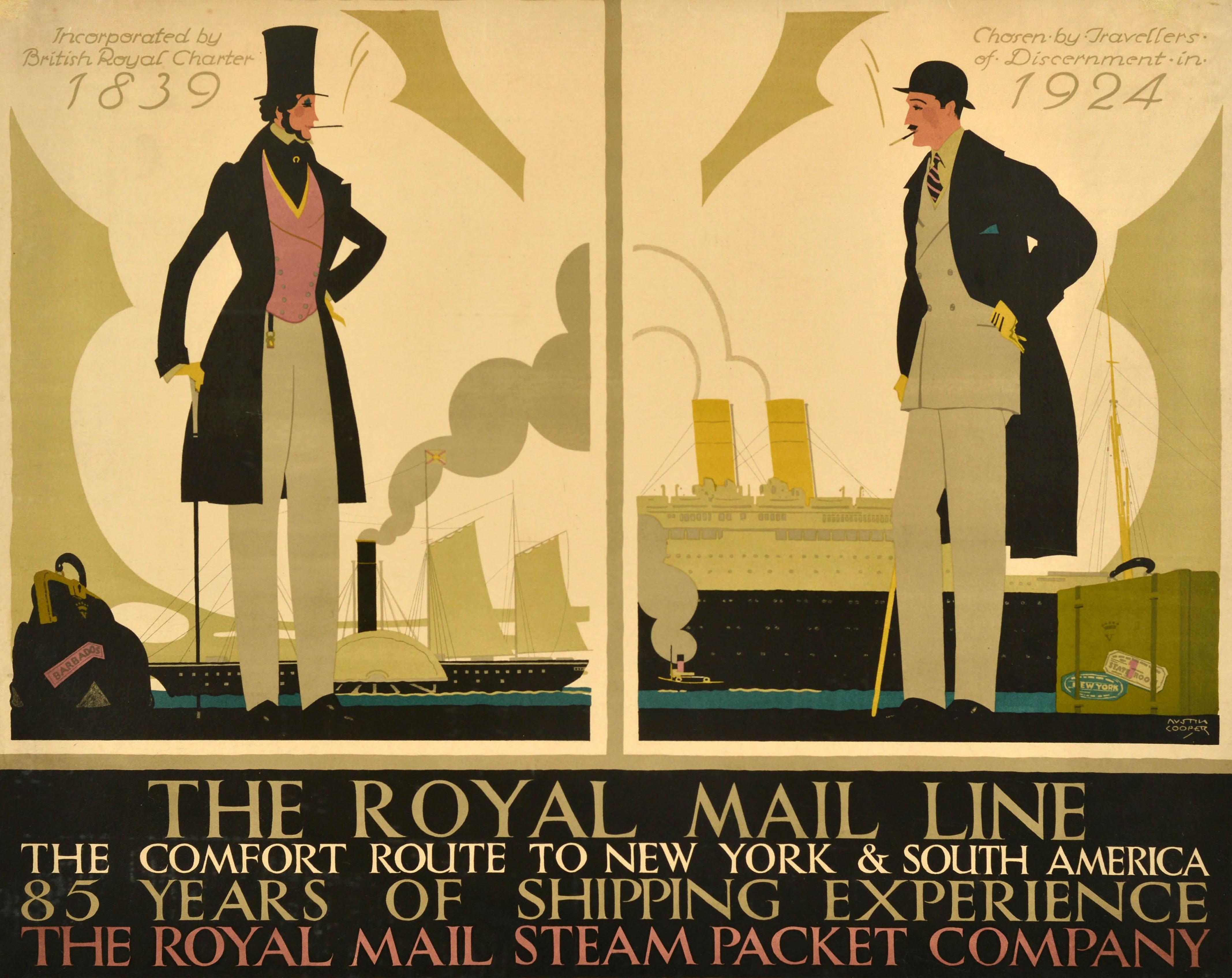 Original Antikes Reiseplakat Royal Mail Steam Packet Company Cruise A Cooper, Royal Mail (Britisch) im Angebot
