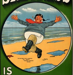 Poster di viaggio originale antico Skegness So Bracing GNR Fisherman John Hassall