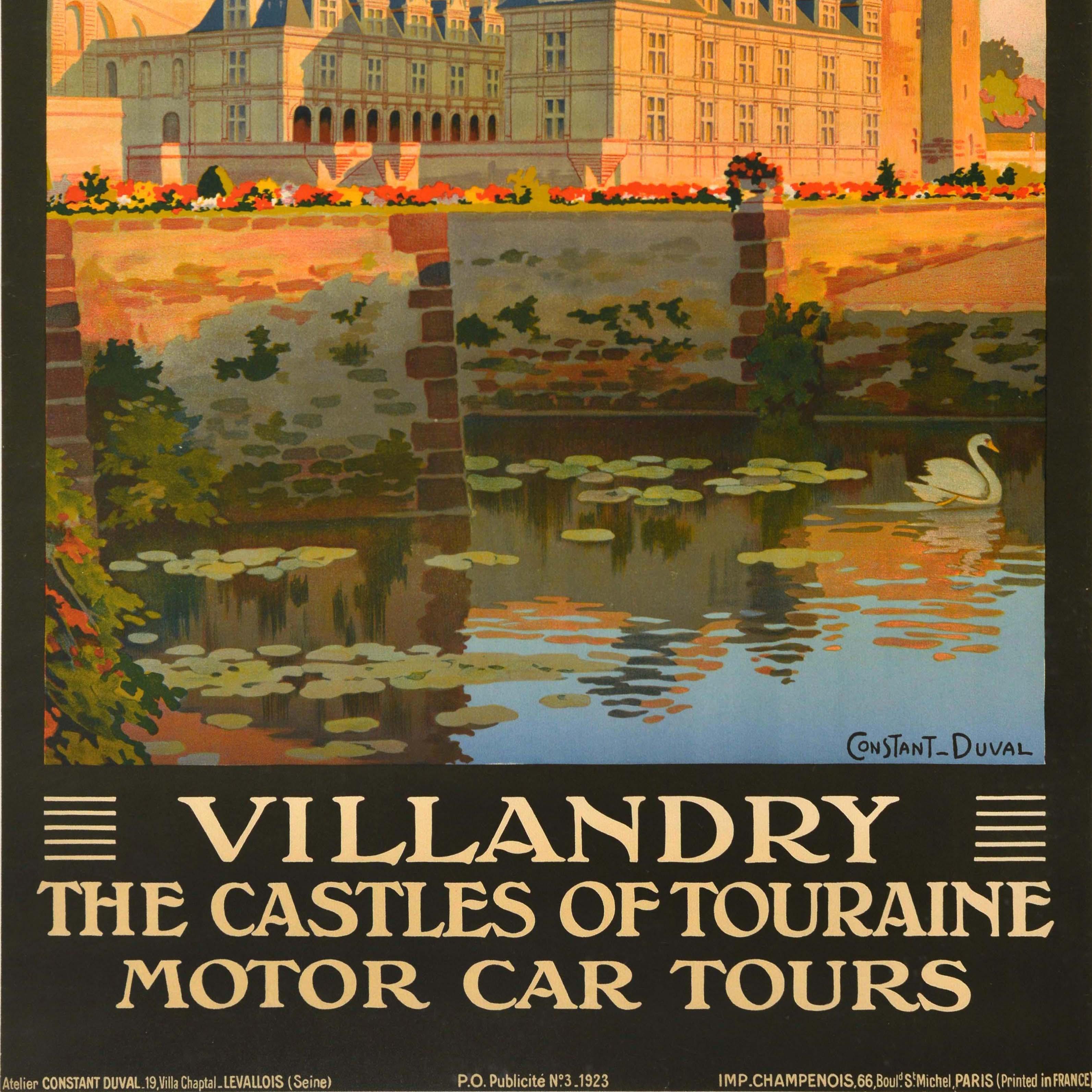 Poster di viaggio originale antico Villandry Touraine Castelli Parigi Orleans Ferrovia In condizioni buone in vendita a London, GB
