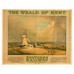 Affiche de voyage originale ancienne Weald Of Kent Southern Railway de Donald Maxwell Art