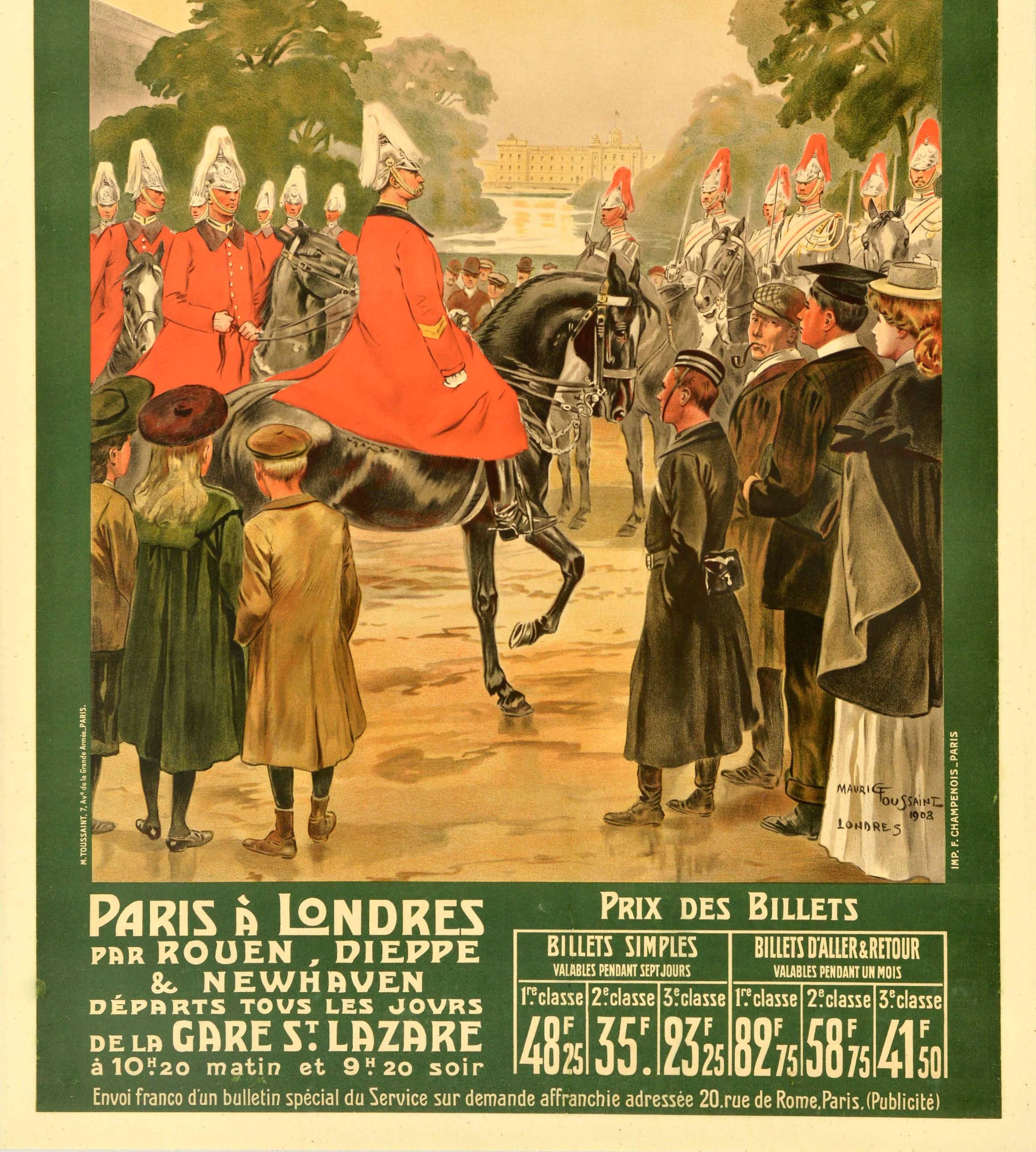 Early 20th Century Original Antique Travel Poster Western And Brighton Railways Paris To London  For Sale