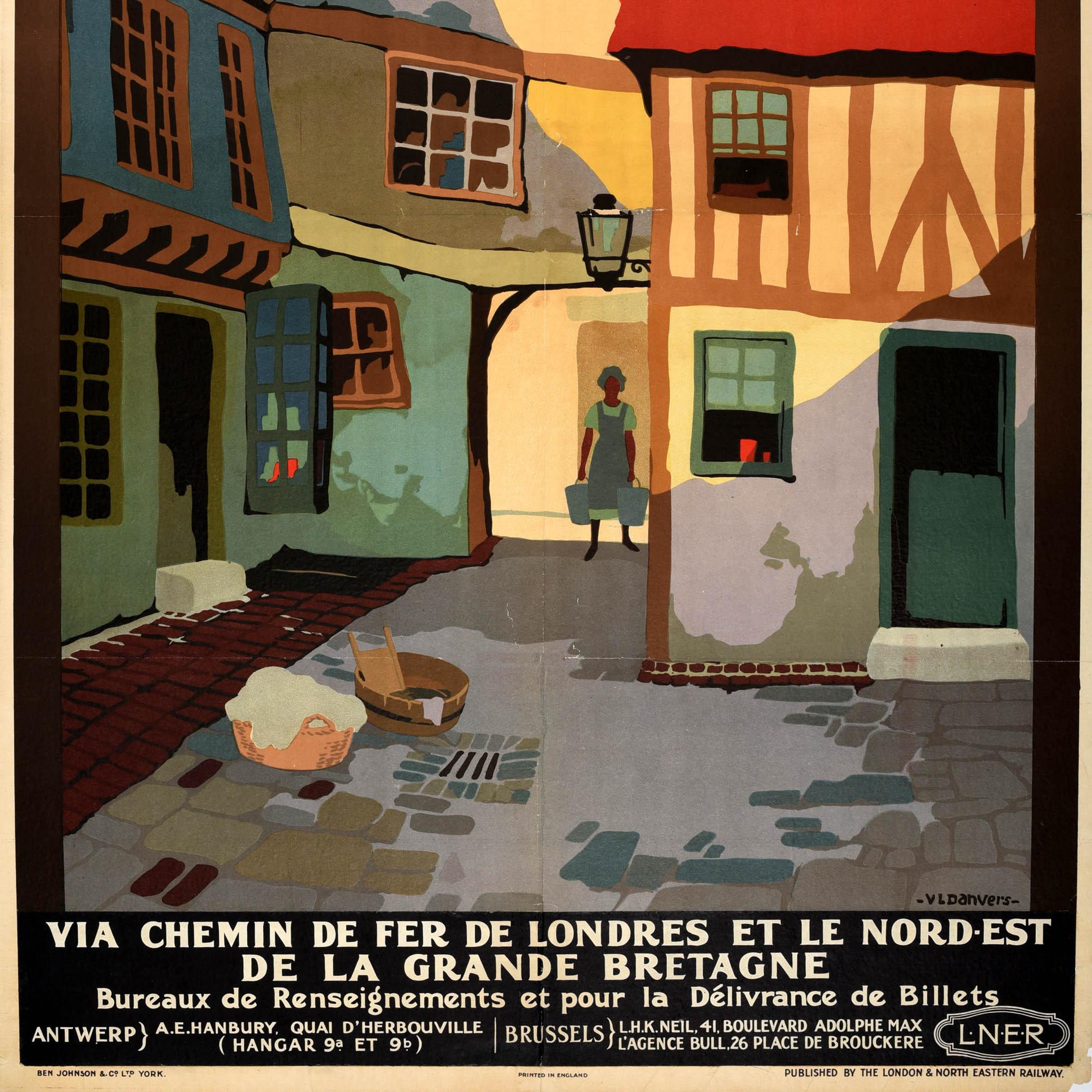 Original Antique Travel Poster York LNER Railway Little Shambles Danvers England In Fair Condition For Sale In London, GB