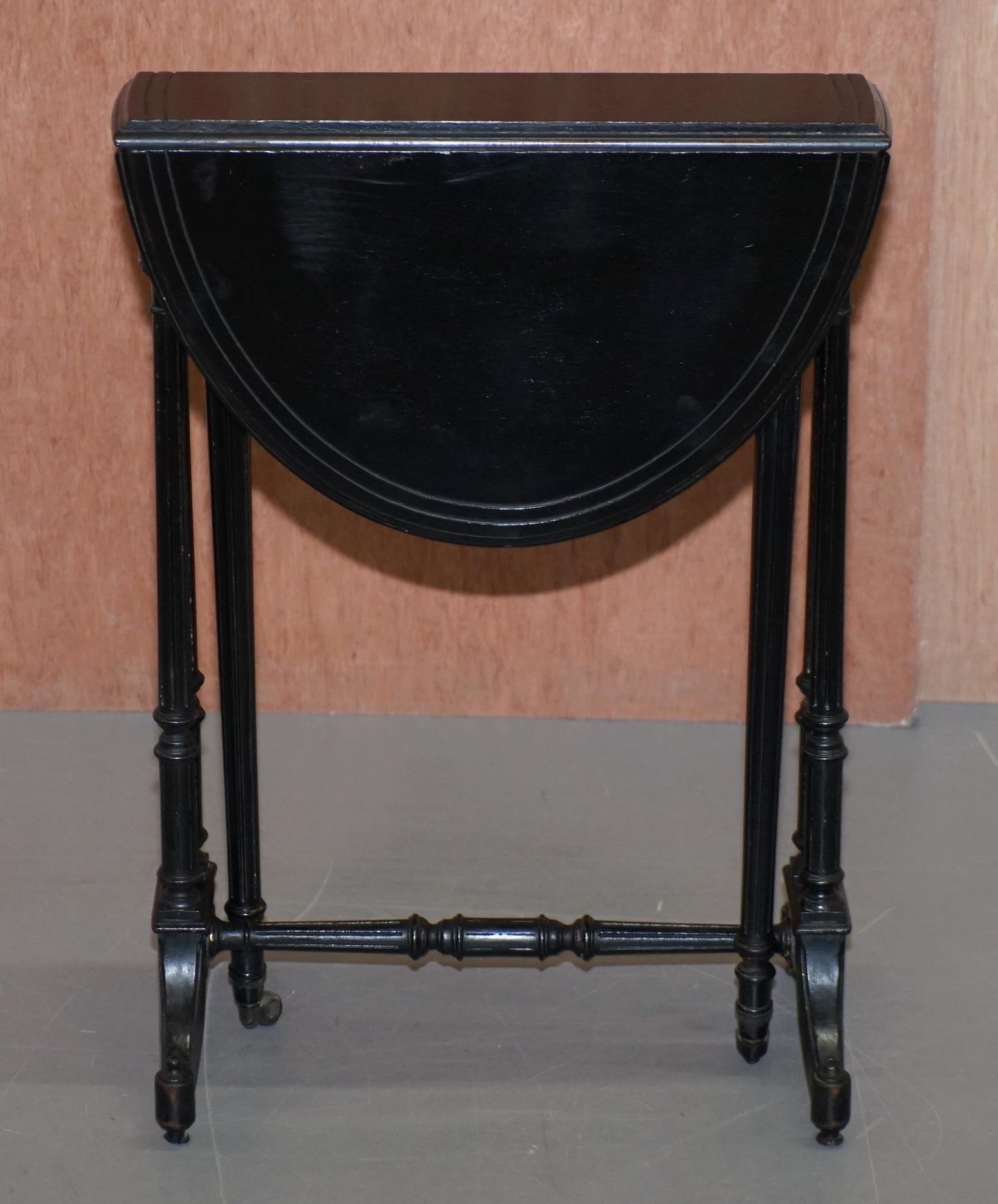 Original Antique Victorian Extending Oval Sunderland Side Table Ebonized 6