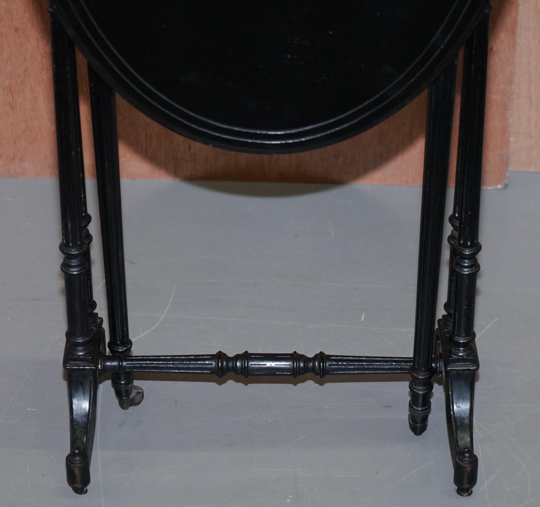 Original Antique Victorian Extending Oval Sunderland Side Table Ebonized 8