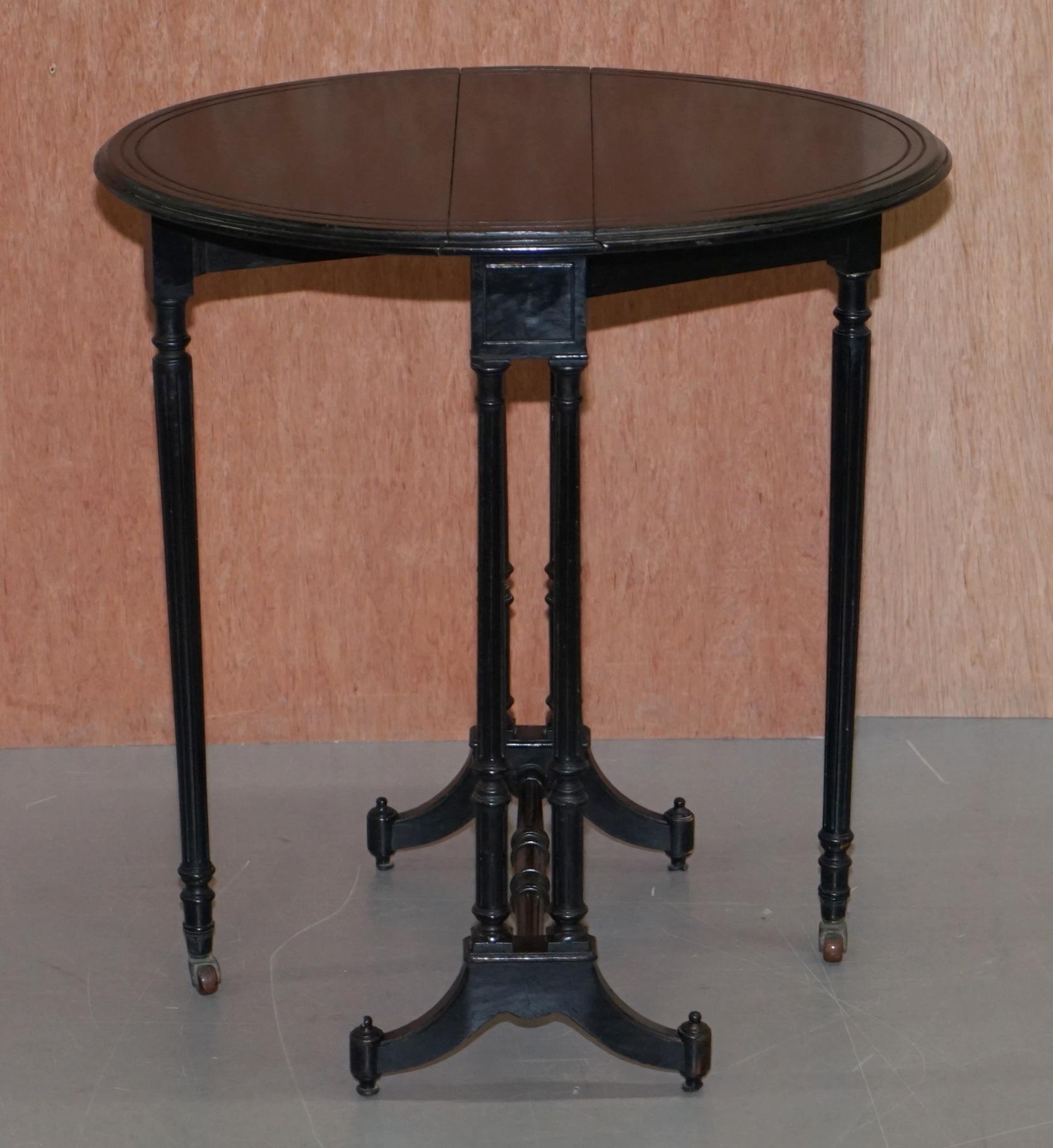 We are delighted to offer for sale this lovely original Antique Victorian circa 1880 ebonized Sunderland side table

A very good looking and well made table, it’s a period Victorian Sunderland table but quote rare as it’s a side table size. The