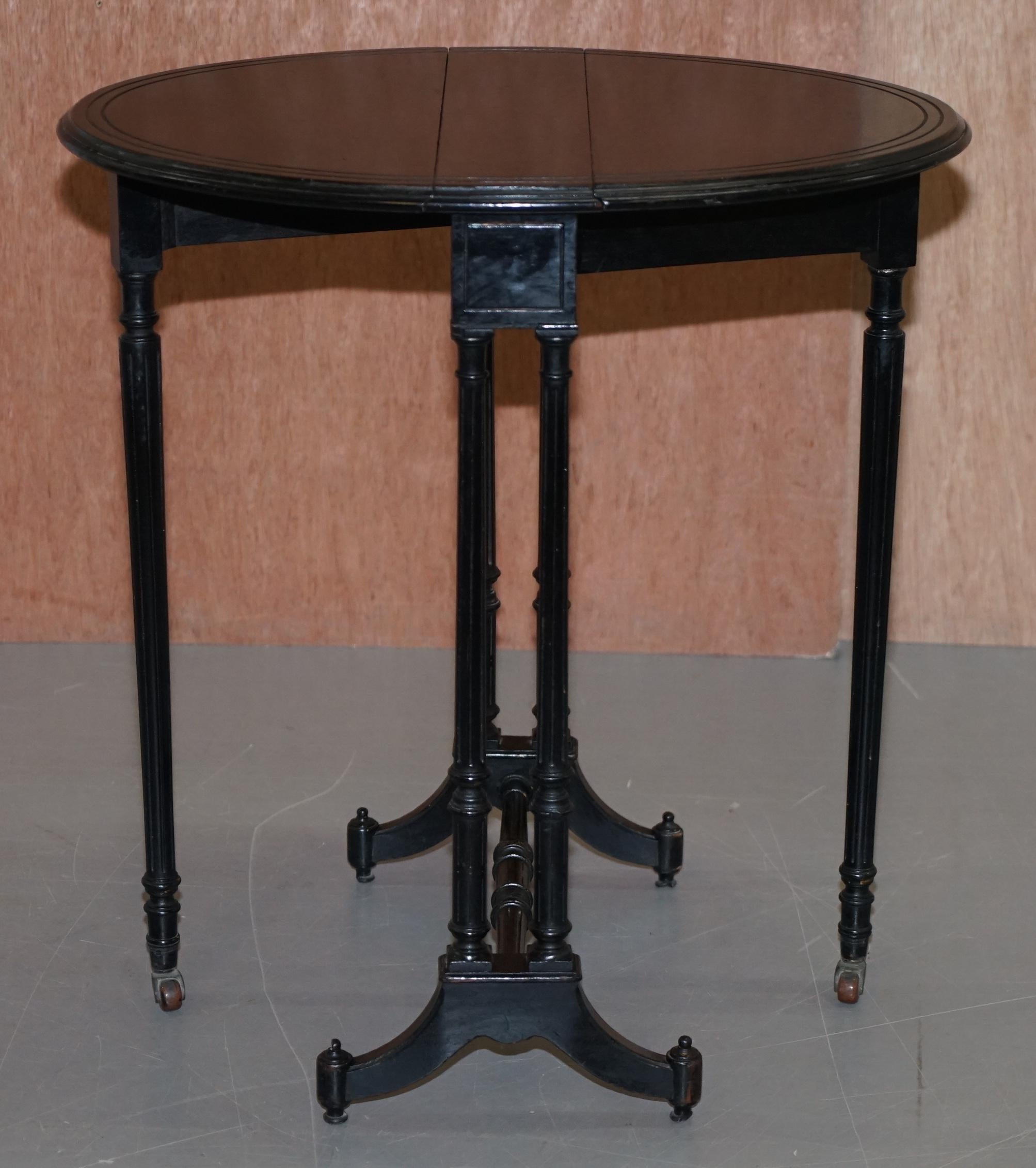 Hand-Crafted Original Antique Victorian Extending Oval Sunderland Side Table Ebonized