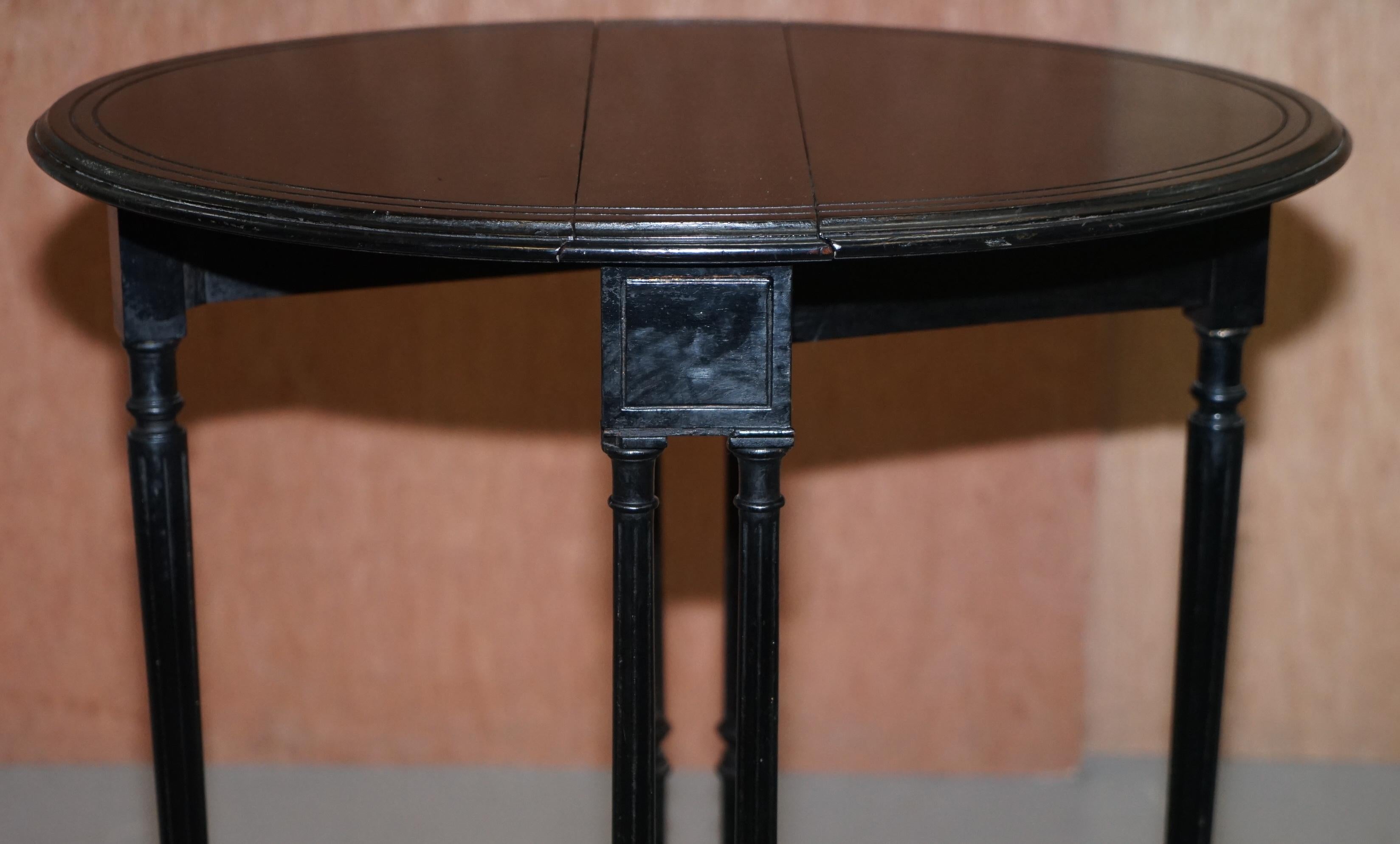 Wood Original Antique Victorian Extending Oval Sunderland Side Table Ebonized