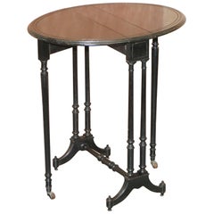 Original Antique Victorian Extending Oval Sunderland Side Table Ebonized
