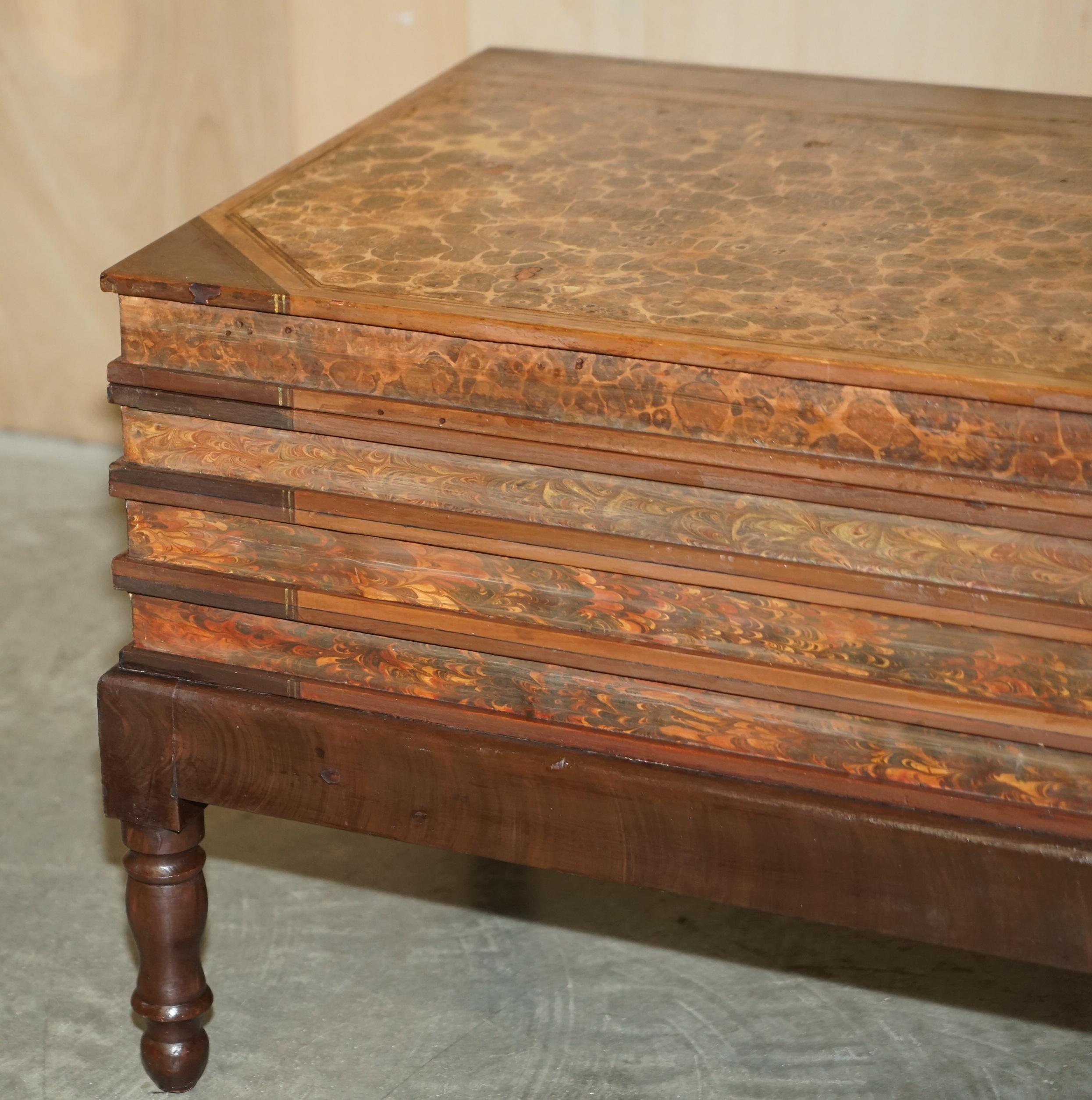 Original Antique Victorian Faux Stack of Books Large Side Table Internal Storage For Sale 5