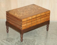 Original Antique Victorian Faux Stack of Books Large Side Table Internal Storage