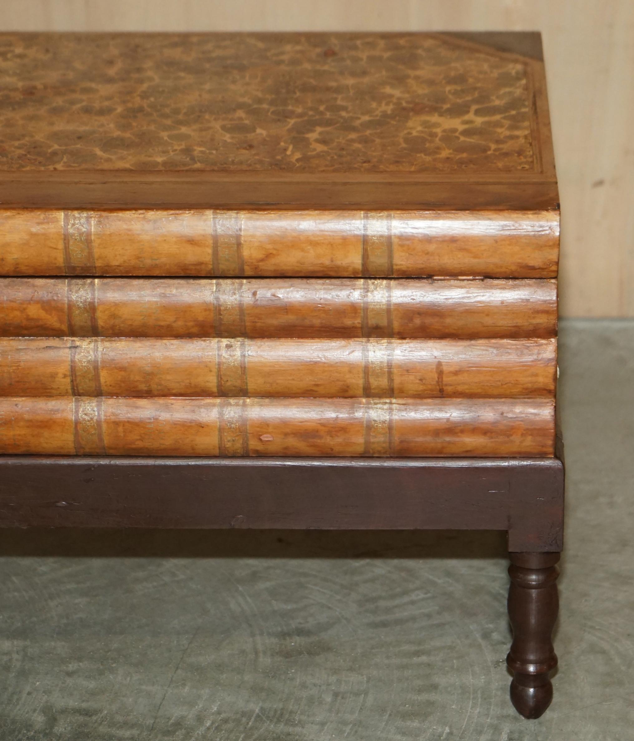 Hand-Crafted Original Antique Victorian Faux Stack of Books Large Side Table Internal Storage For Sale
