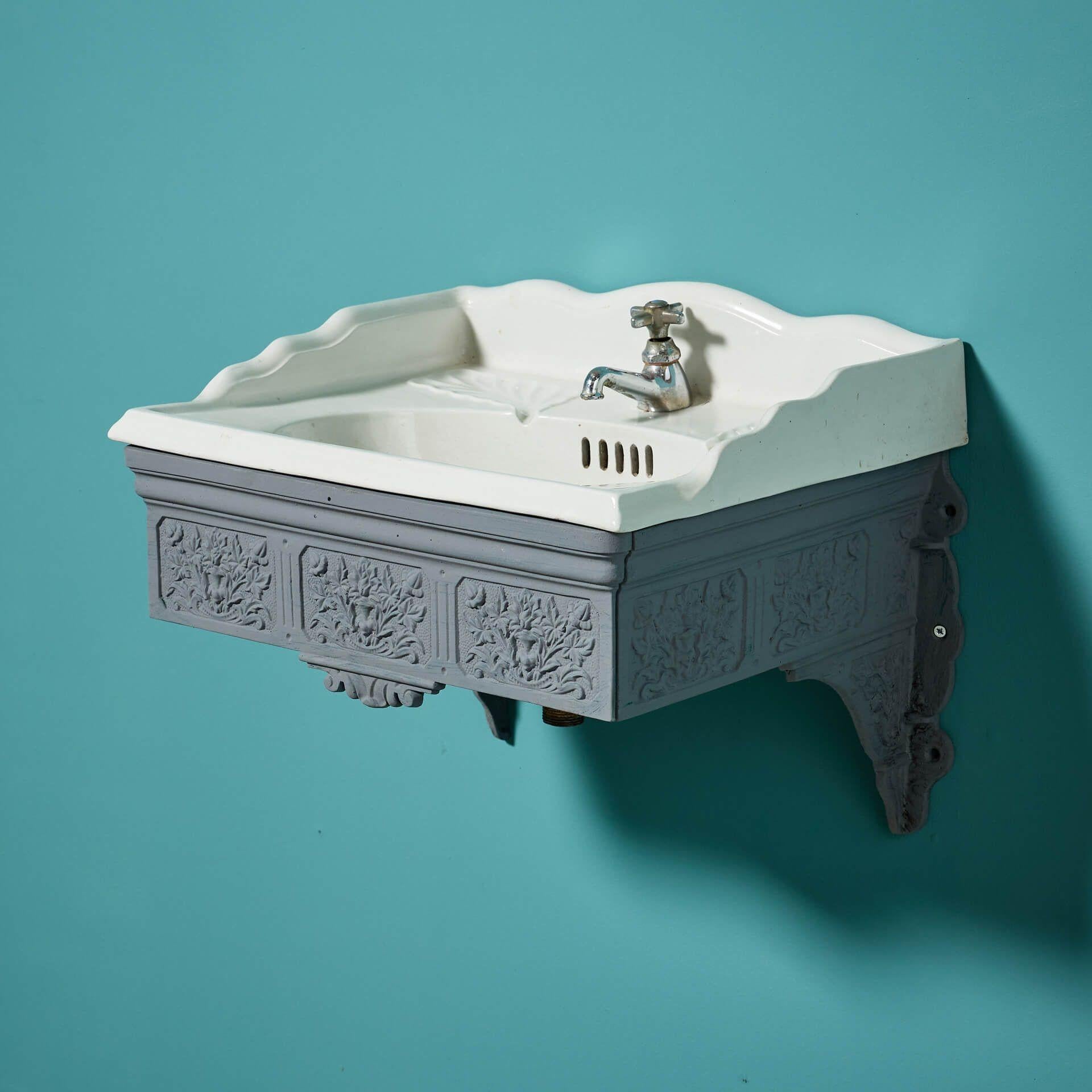 Original Antique Victorian Wall Sink by Brown-Westhead, Moore & Co In Fair Condition For Sale In Wormelow, Herefordshire