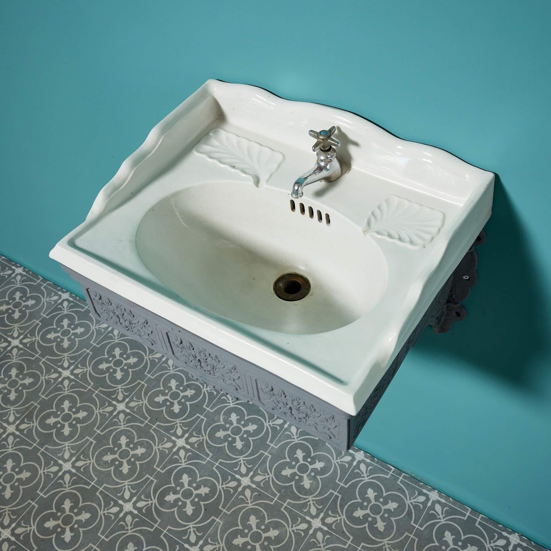 Porcelain Original Antique Victorian Wall Sink by Brown-Westhead, Moore & Co For Sale