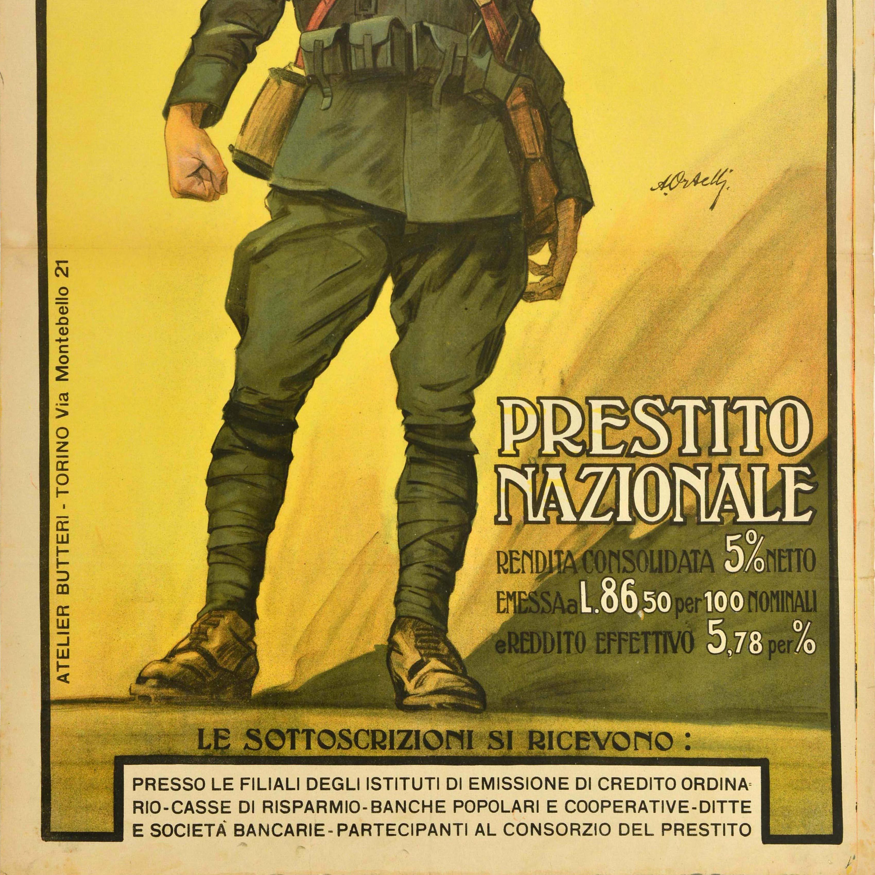 Original Antique War Bond Poster National Loan WWI Prestito Nazionale Italy Pace In Good Condition For Sale In London, GB