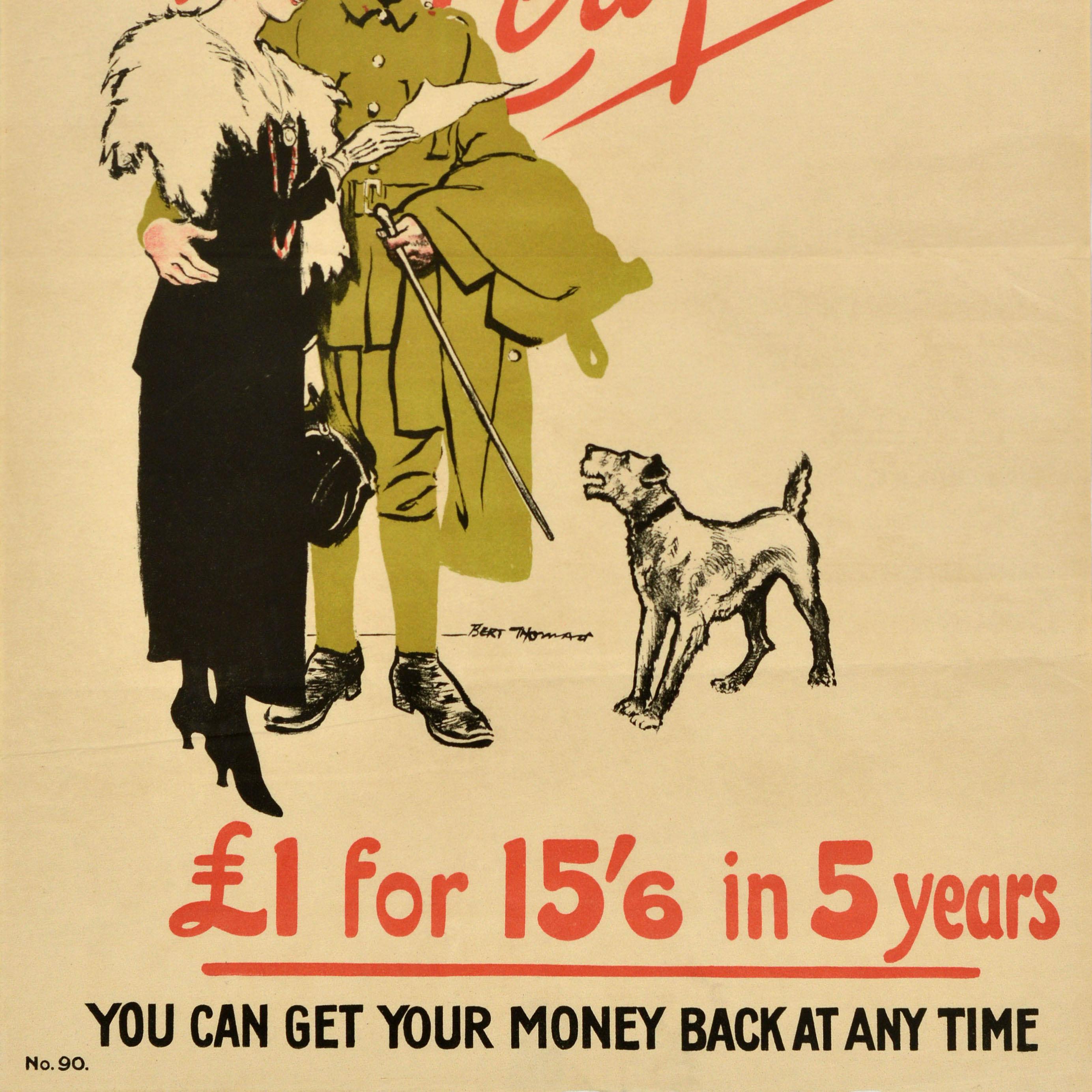 Original Antique War Bonds Poster War Savings Certificates Buy For Her WWI In Good Condition For Sale In London, GB