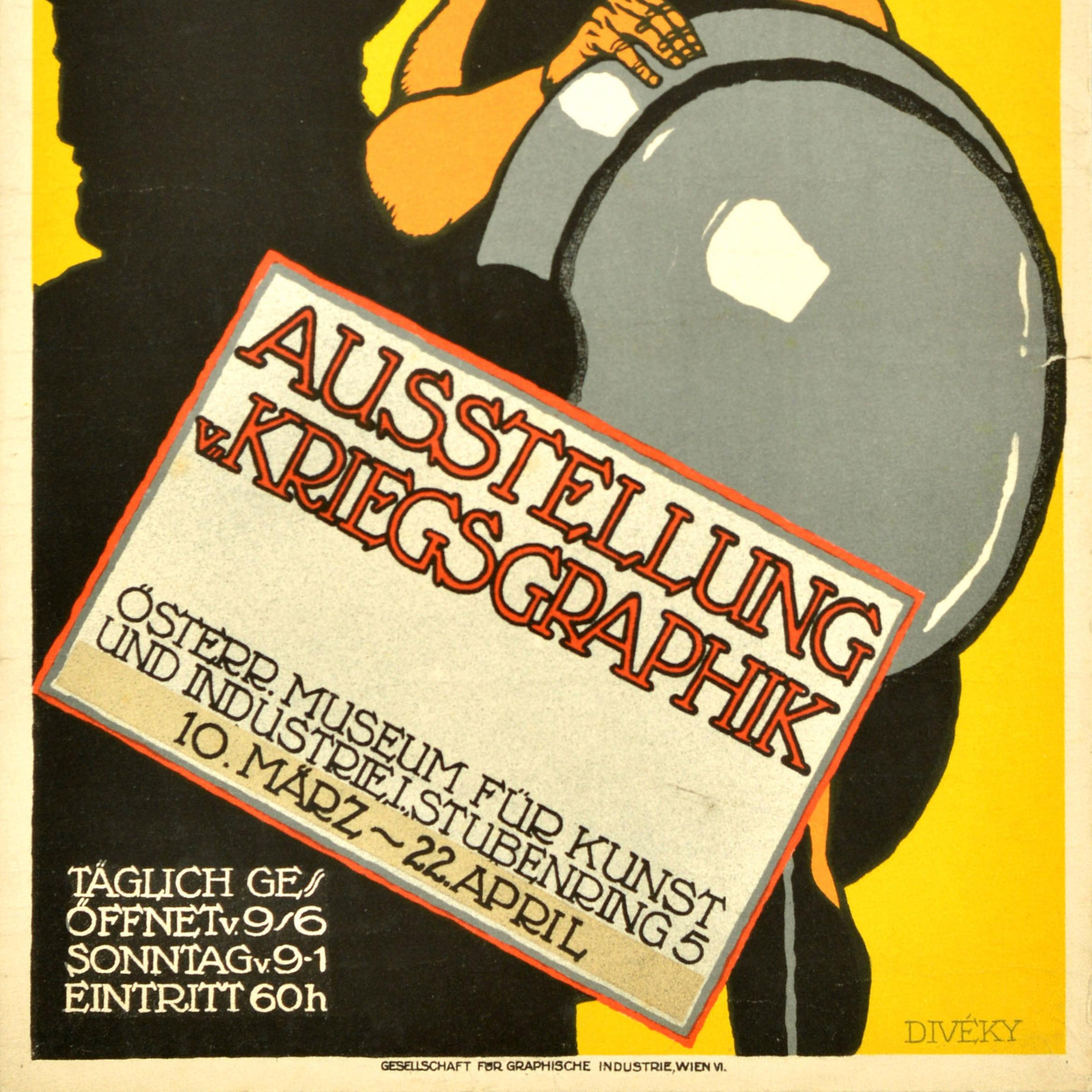 Early 20th Century Original Antique War Era Advertising Poster Austrian War Welfare Exhibition WWI For Sale
