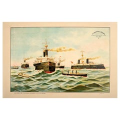 Originales antikes Kriegsplakat Admiral Cervera Navy Squadron Santiago De Cuba 1898