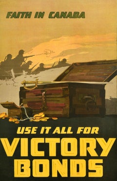 Original Antique War Poster Faith In Canada Use It All For Victory Bonds WWI