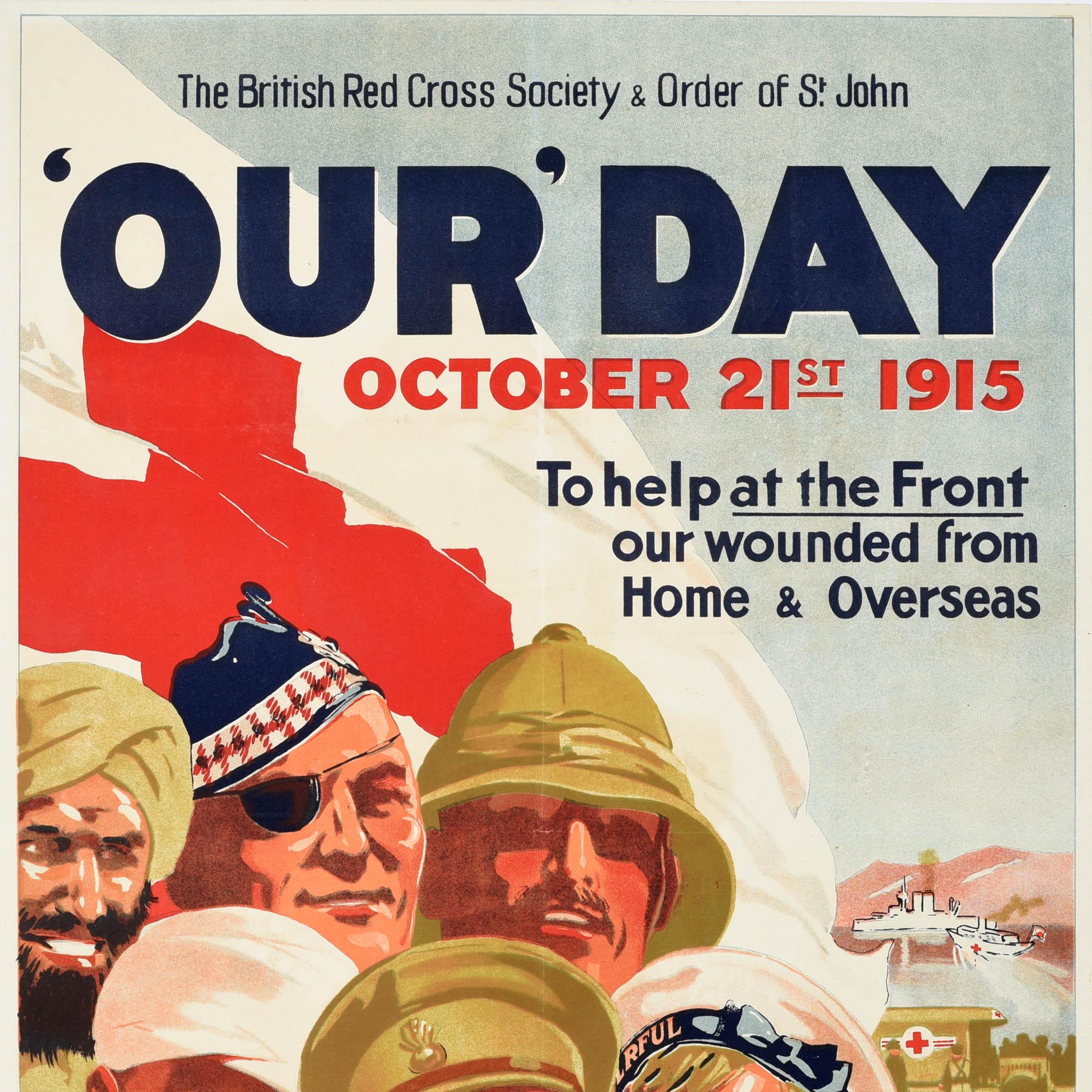 Original Antique War Poster Our Day British Red Cross Society WWI Tom Purvis In Good Condition For Sale In London, GB