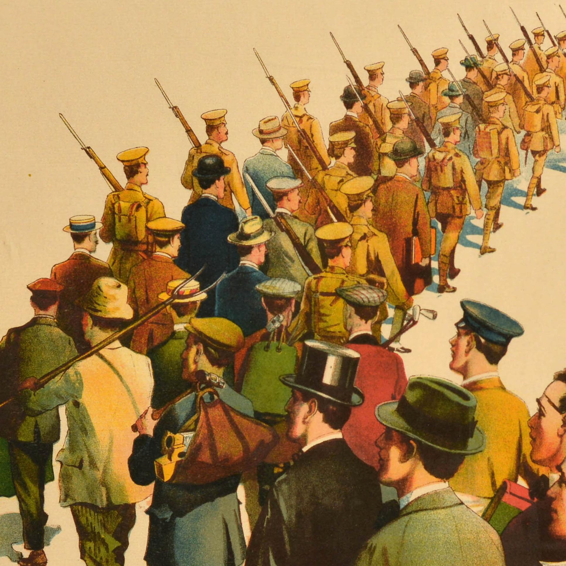 Early 20th Century Original Antique War Poster Step Into Your Place WWI Military Recruitment UK For Sale