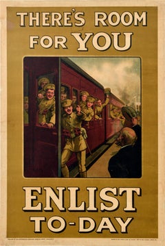 Original Antique War Propaganda Poster Enlist Today There's Room For You WWI UK