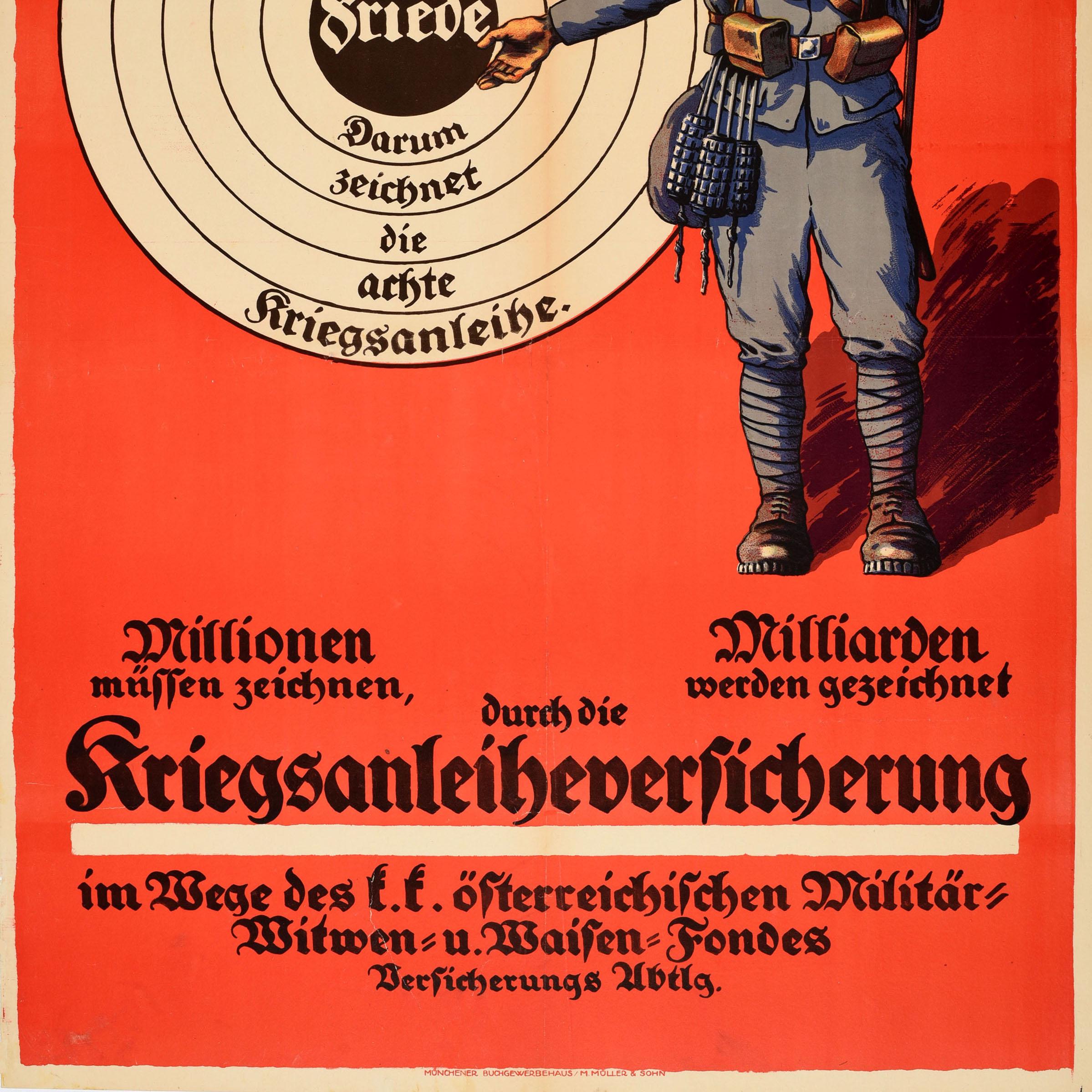 Original Antikes Propagandaplakat aus dem Krieg, Kriegslending, Österreich, Soldat, WWI im Zustand „Gut“ im Angebot in London, GB