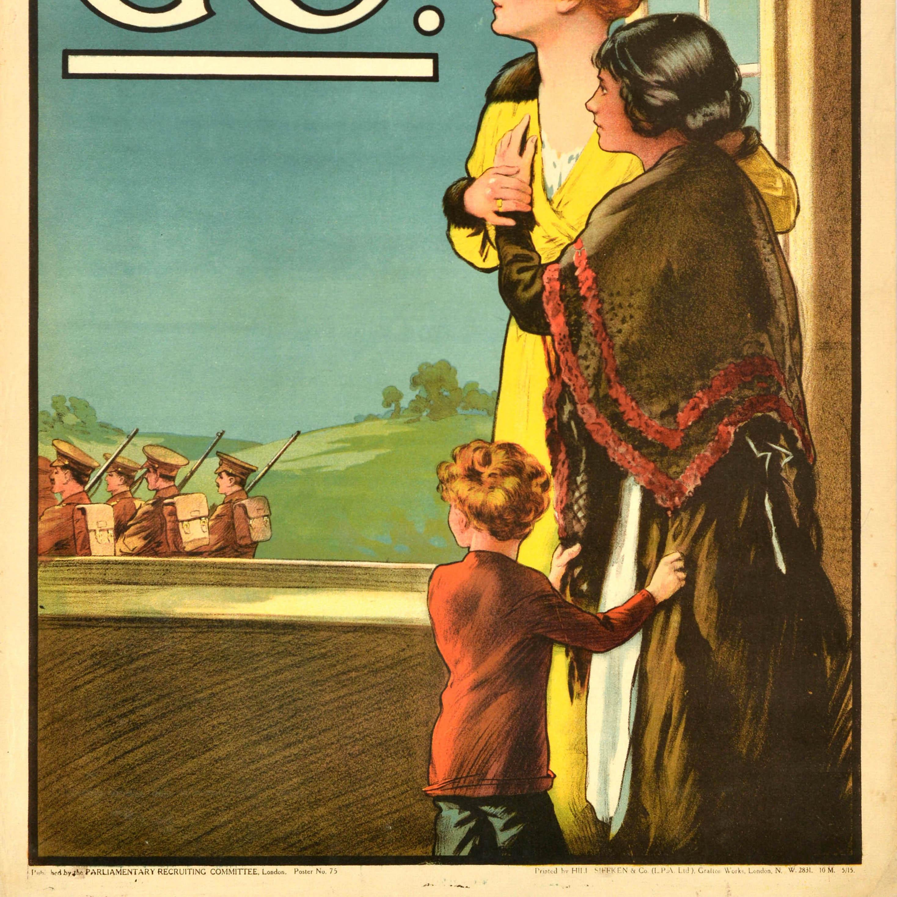 Cartel Original Antiguo de Propaganda de Guerra Las Mujeres de Gran Bretaña Dicen Vamos Reclutamiento I Guerra Mundial en Bueno Estado en London, GB