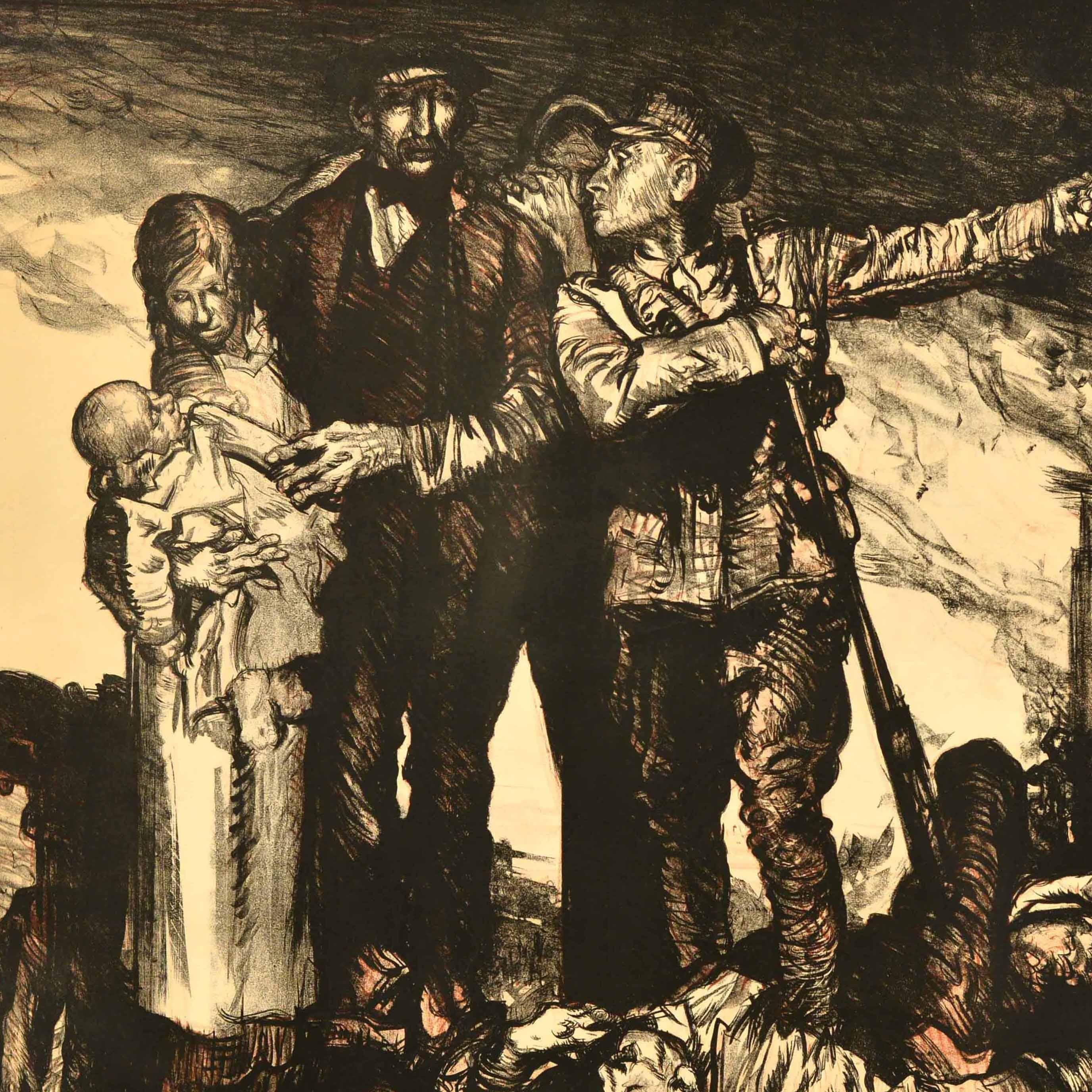 Cartel Antiguo Original de Reclutamiento de Guerra Britains Call To Arms WWI Frank Brangwyn principios del siglo XX en venta