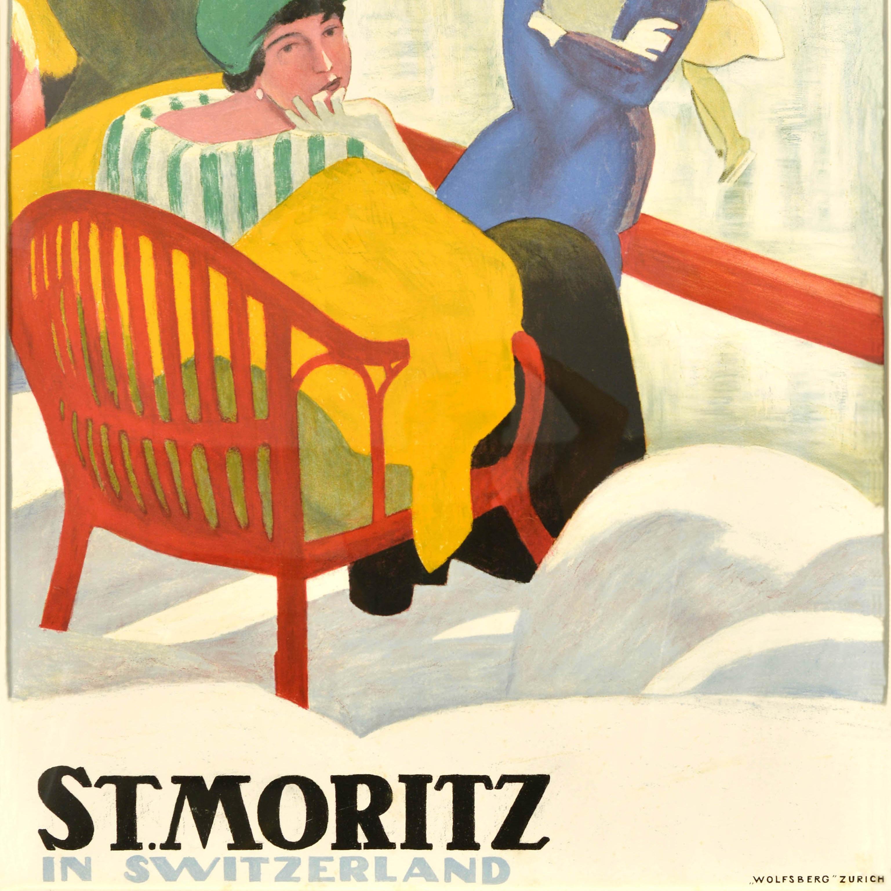 Original Antikes Winter-Reiseplakat, Palace Hotel St Moritz, Schweiz, Schweiz (Schweizerisch) im Angebot