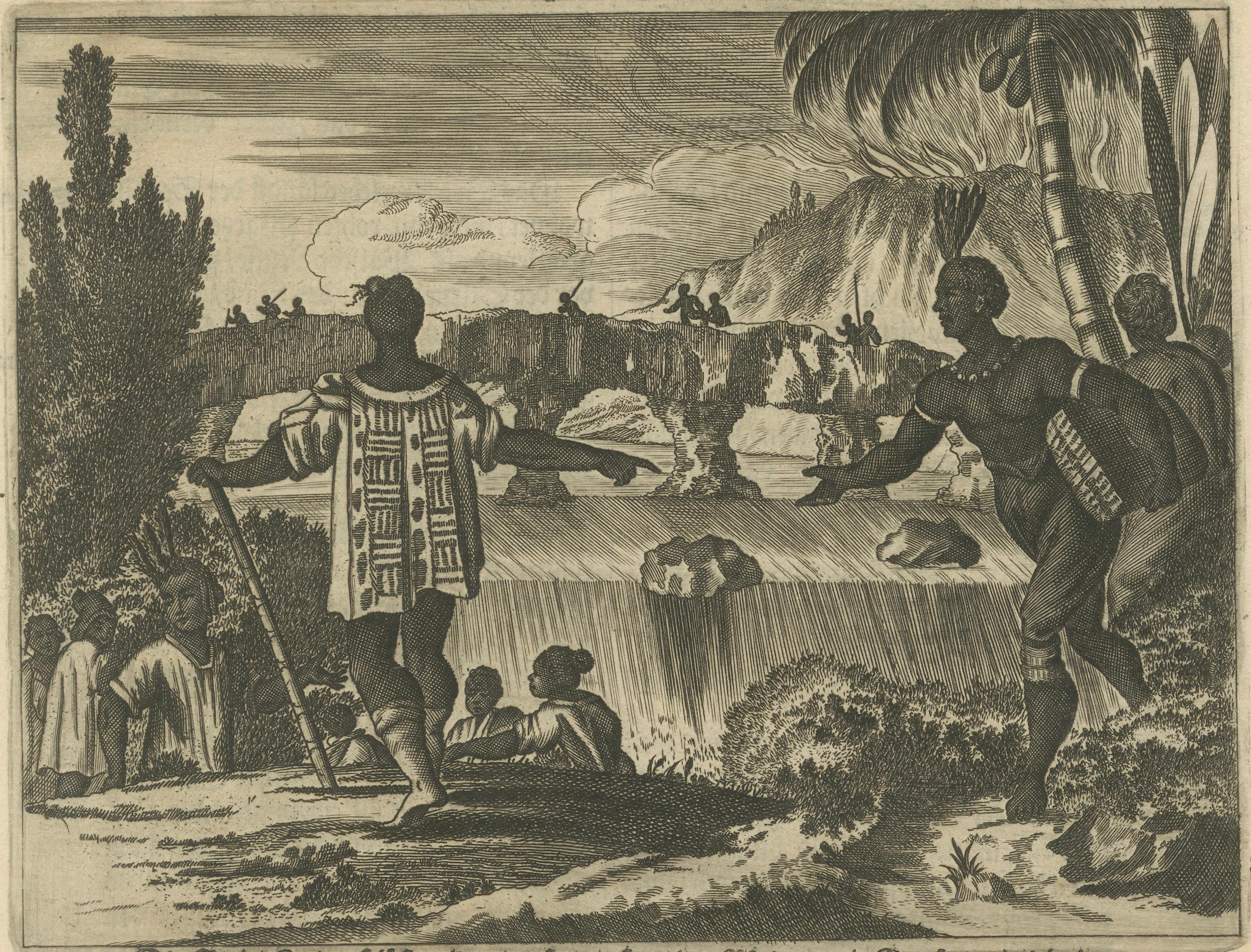 Original Antique Woodcut of Peru and Quito from Gottfried's America, c.1655