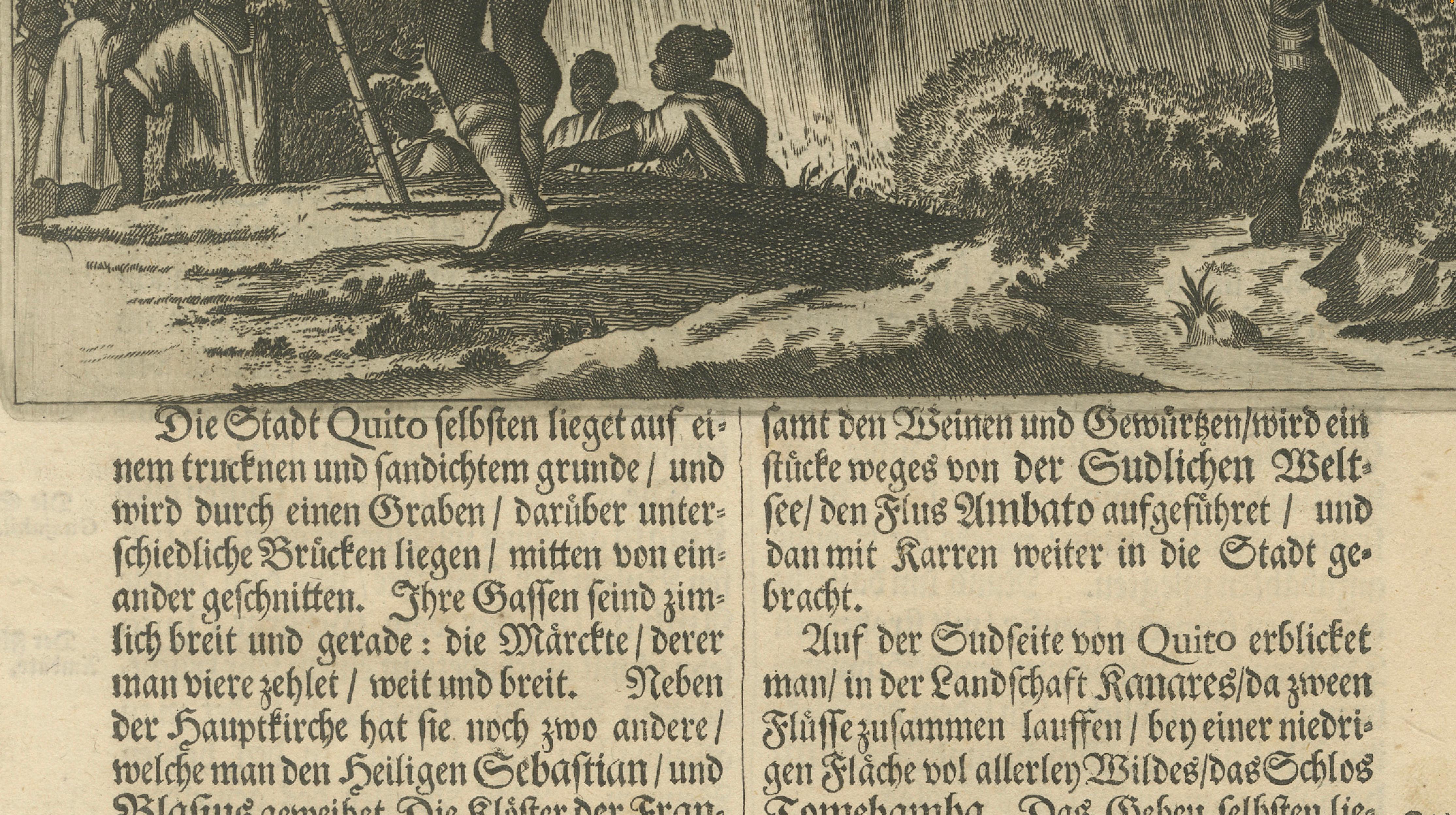 Original Antique Woodcut of Peru and Quito from Gottfried's America, c.1655