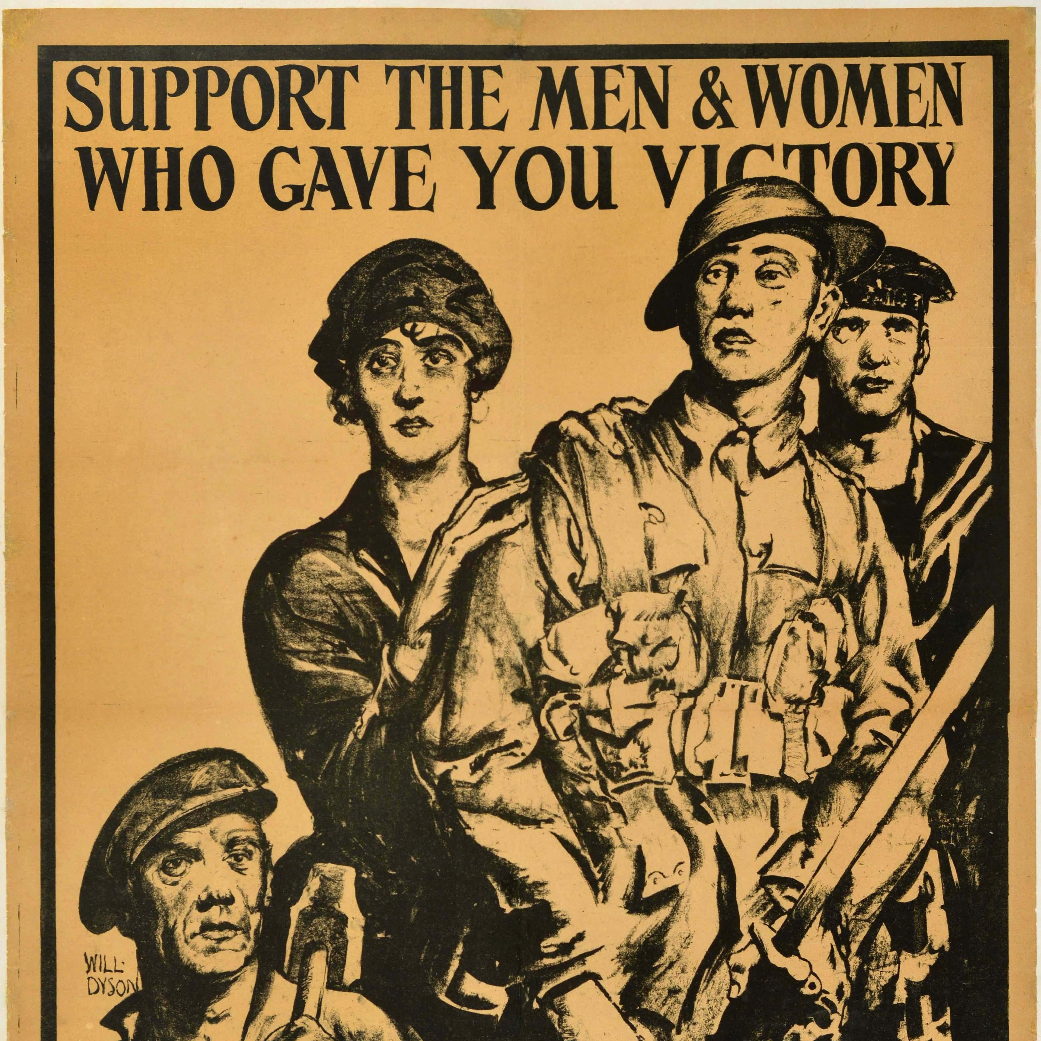 British Original Antique World War One Election Poster Vote Labour Men Women Victory WWI For Sale
