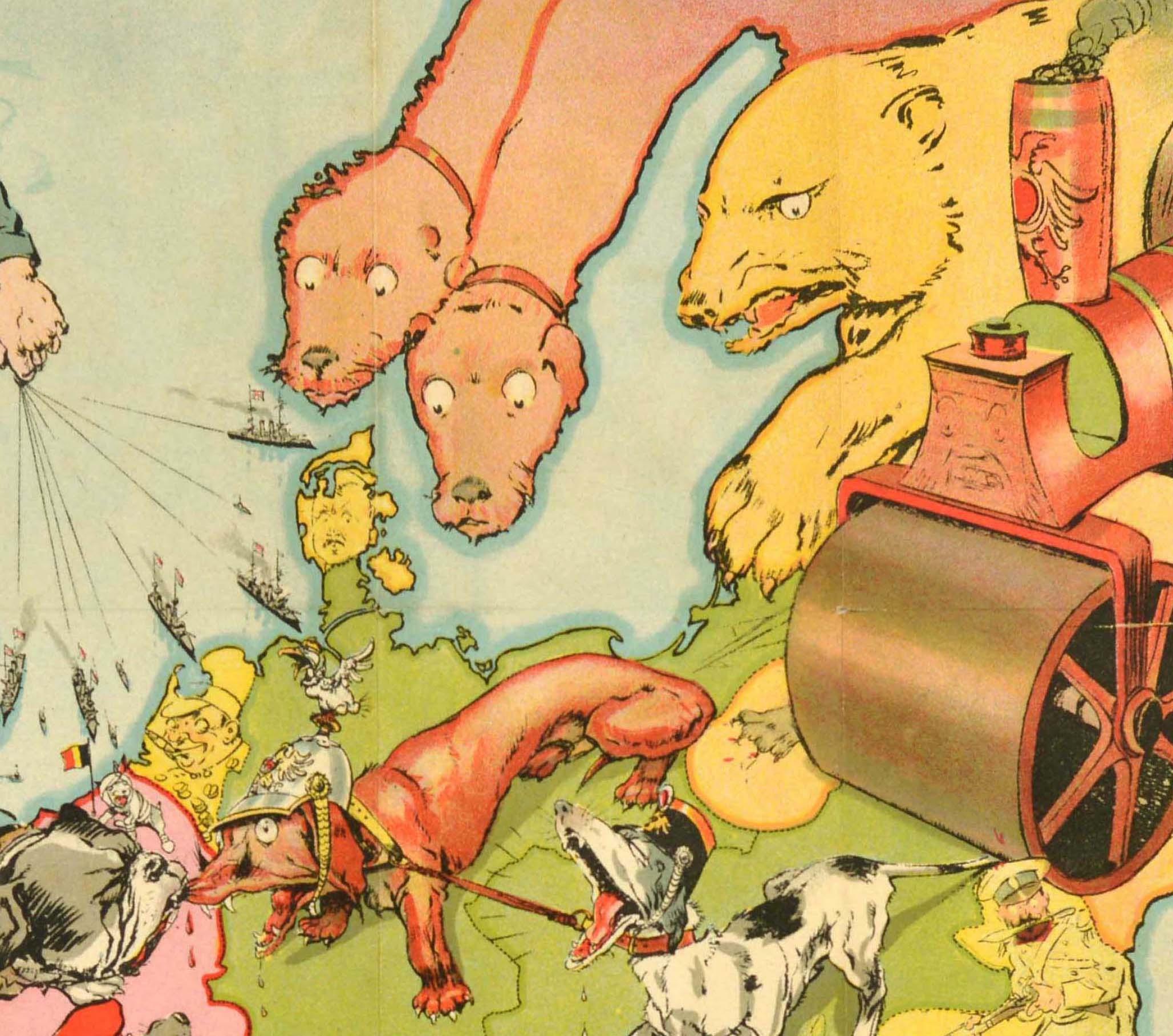 Original Antikes Original-Poster, Ein-Poster, „The Dogs Do Bark“, WWI-Hunde des Krieges  (Britisch) im Angebot