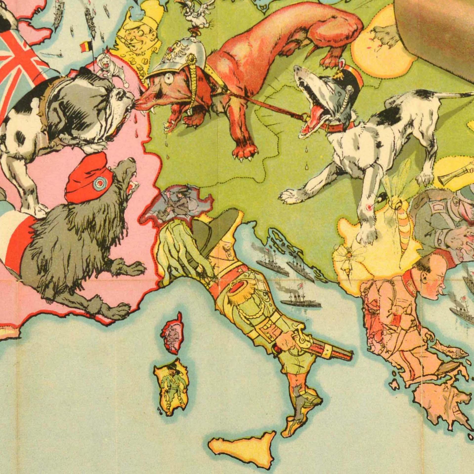 Original Antikes Original-Poster, Ein-Poster, „The Dogs Do Bark“, WWI-Hunde des Krieges  (Papier) im Angebot