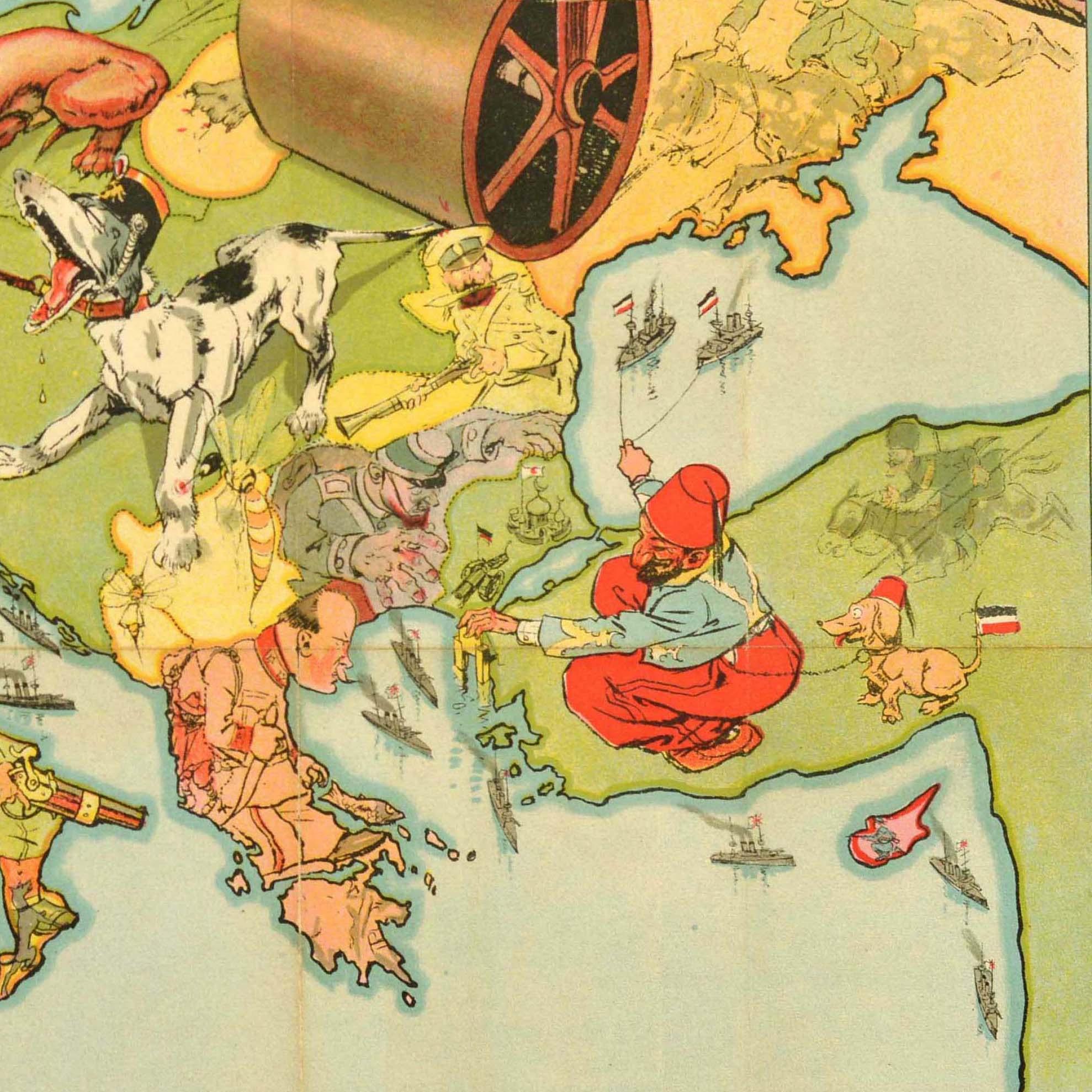 Original Antikes Original-Poster, Ein-Poster, „The Dogs Do Bark“, WWI-Hunde des Krieges  im Angebot 1