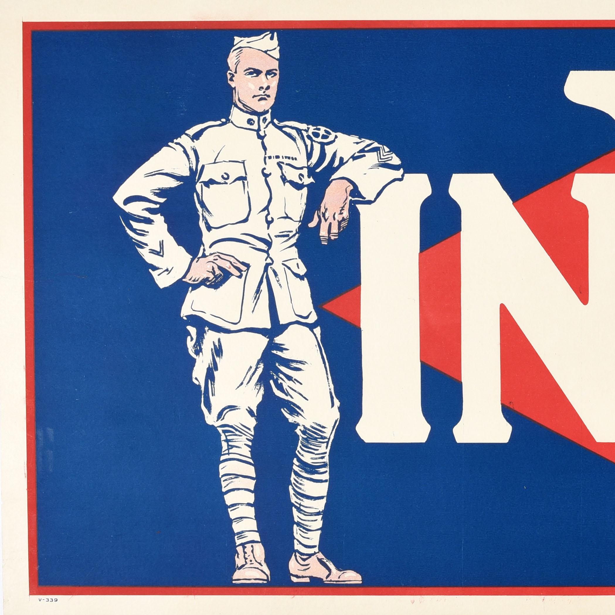 Cartel original antiguo de la Primera Guerra Mundial Invest V Victory WWI USA Estadounidense en venta