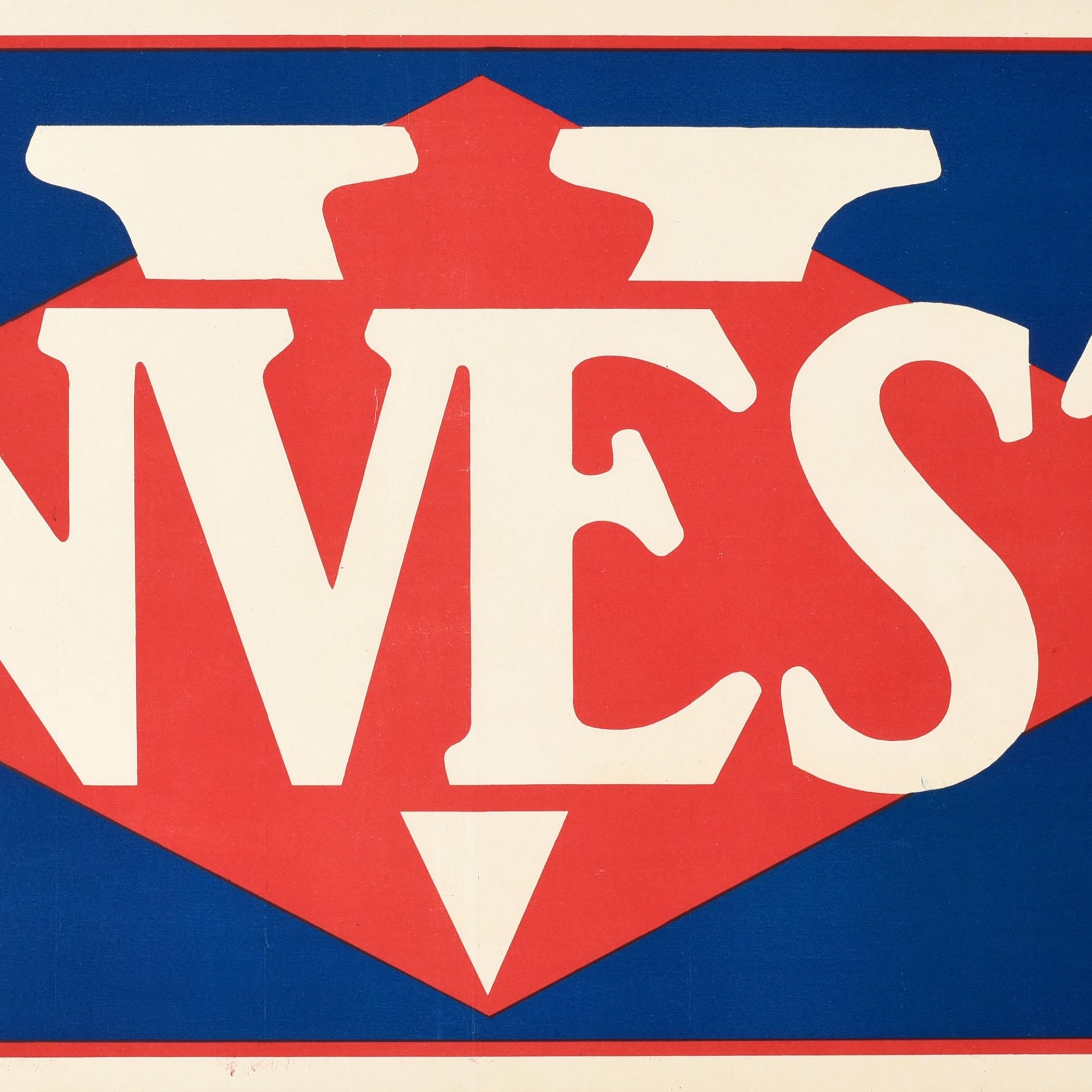 Cartel original antiguo de la Primera Guerra Mundial Invest V Victory WWI USA en Bueno estado para la venta en London, GB
