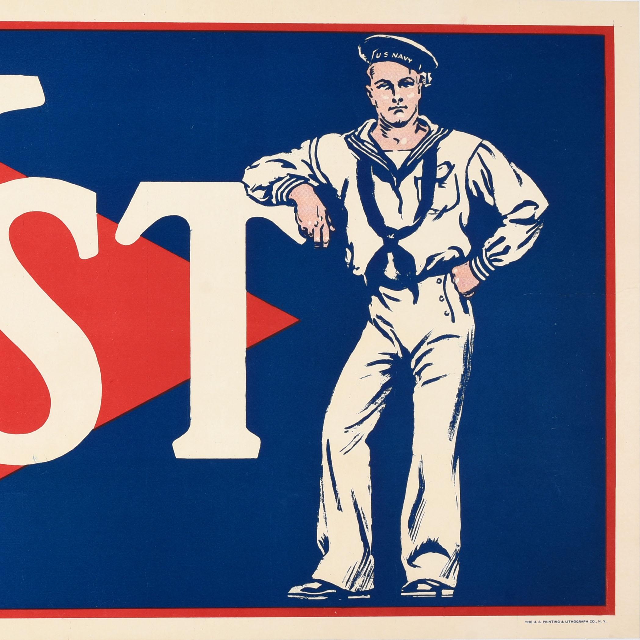 Cartel original antiguo de la Primera Guerra Mundial Invest V Victory WWI USA principios del siglo XX en venta