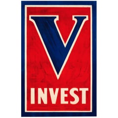 Original Antique World War One Poster V Invest US Victory Bonds & Liberty Loans